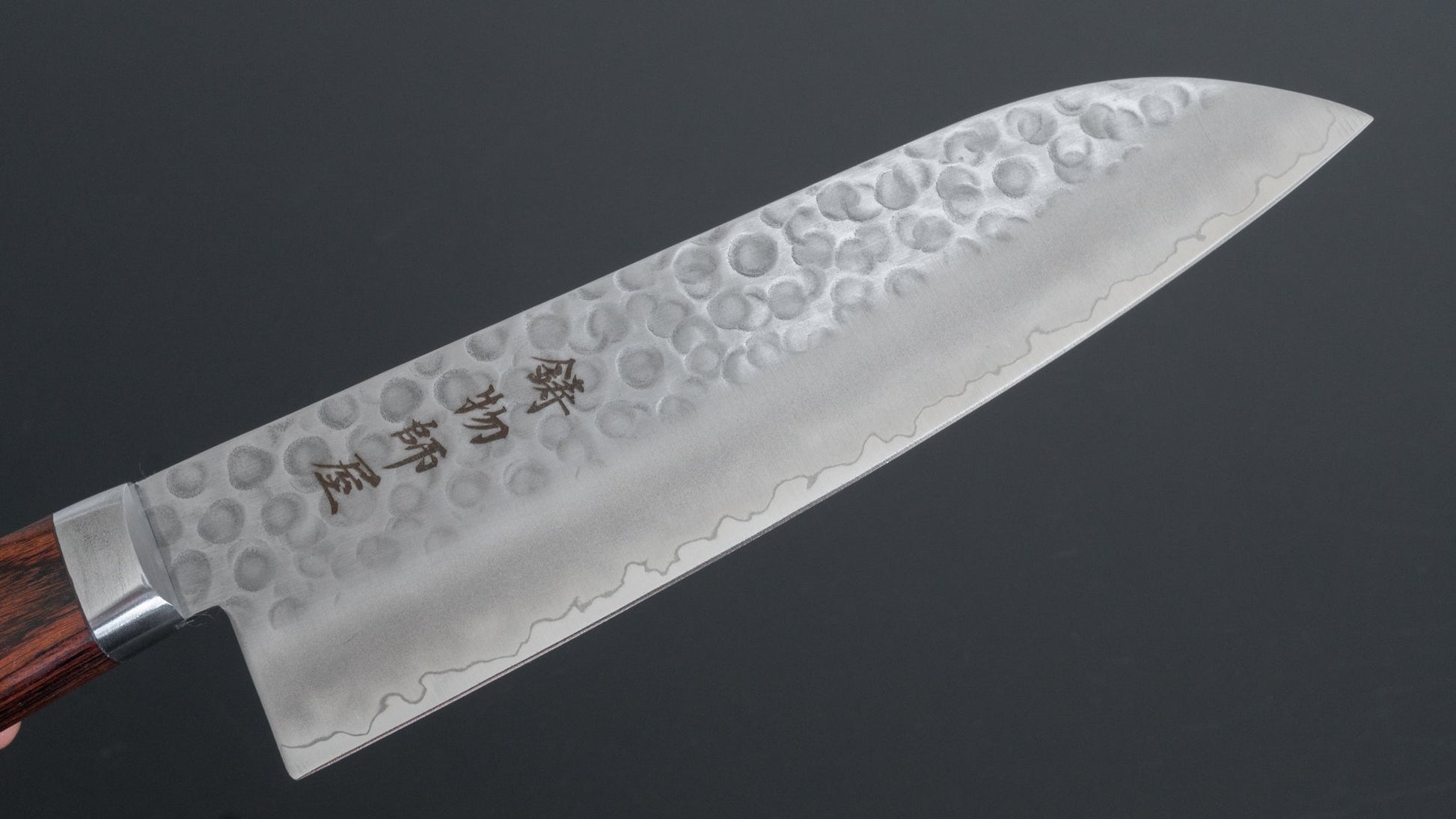 Hitohira Imojiya HG Tsuchime Santoku 170mm Imitation Mahogany Handle - HITOHIRA