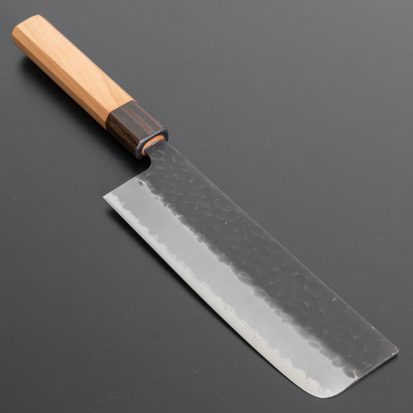 Hitohira Futana SB Kuro Tsuchime Nakiri 165mm Cherry Wood Handle - HITOHIRA