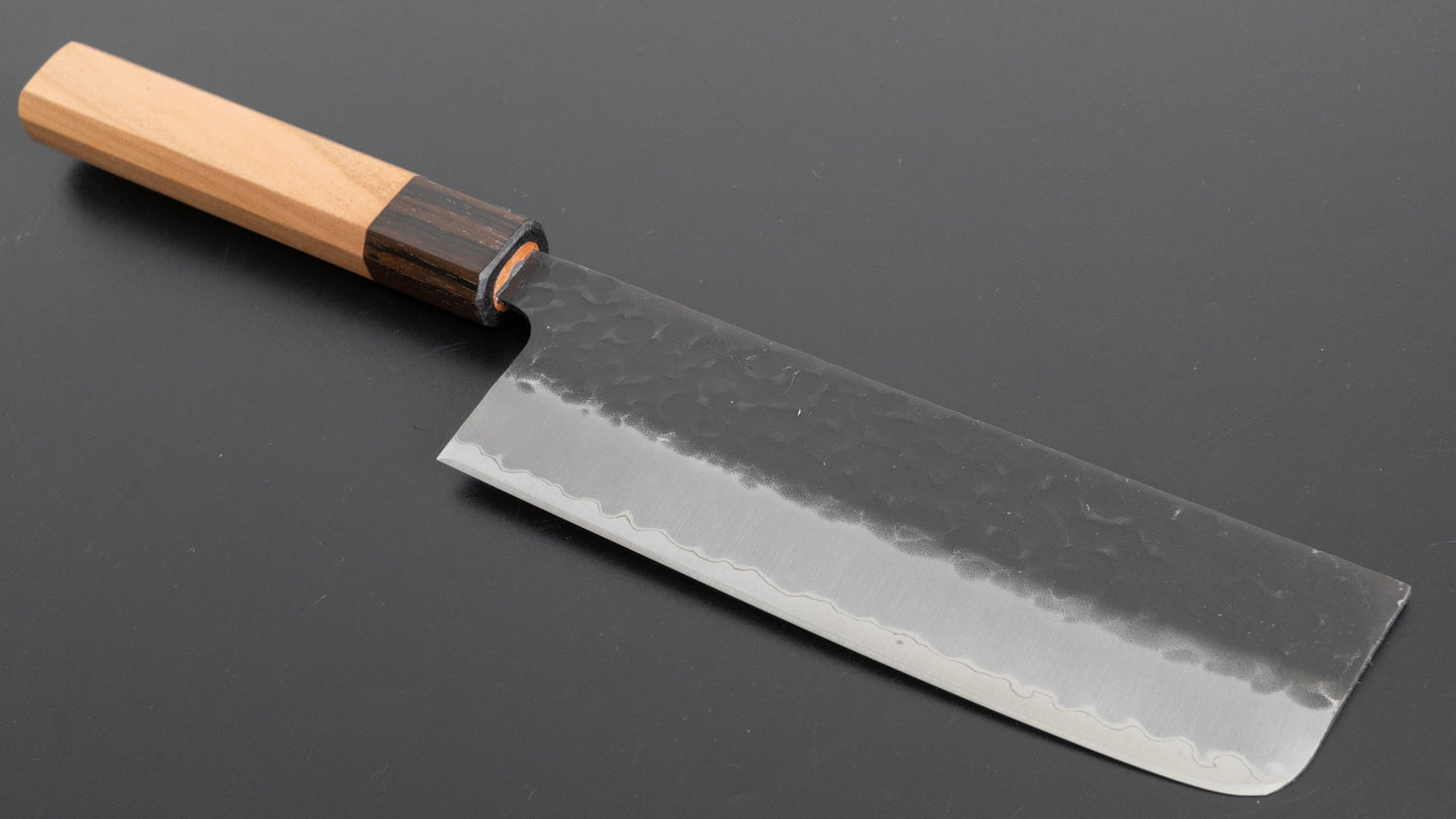 Hitohira Futana SB Kuro Tsuchime Nakiri 165mm Cherry Wood Handle - HITOHIRA