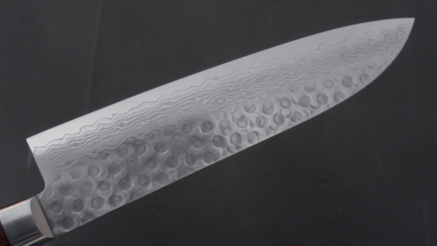 Hitohira HG Tsuchime Damascus Santoku 185mm Imitation Mahogany Handle | HITOHIRA