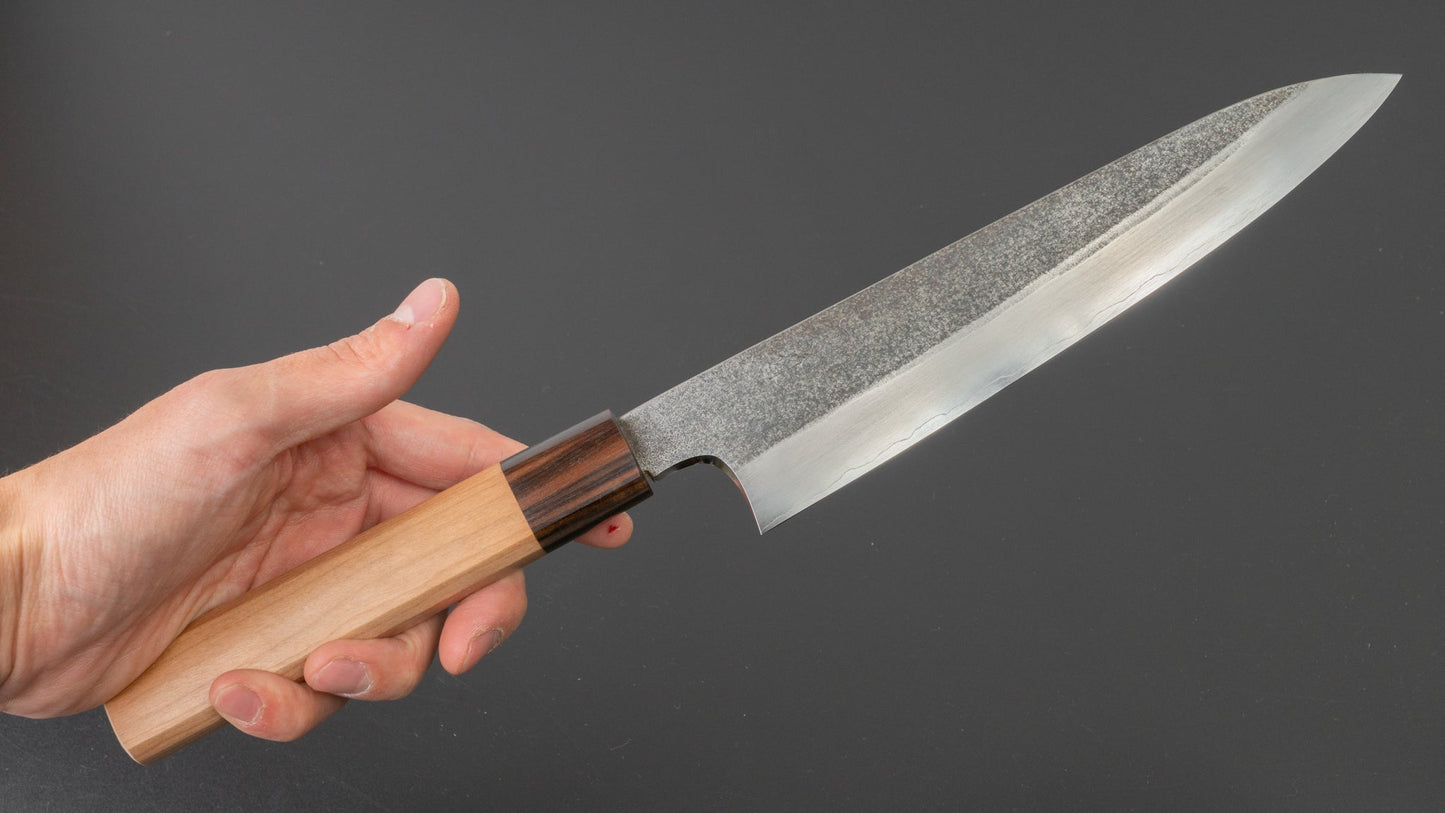 Hitohira Kikuchiyo Rikichi Kurouchi Silver #3 Gyuto 210mm Cherry Wood Handle | HITOHIRA