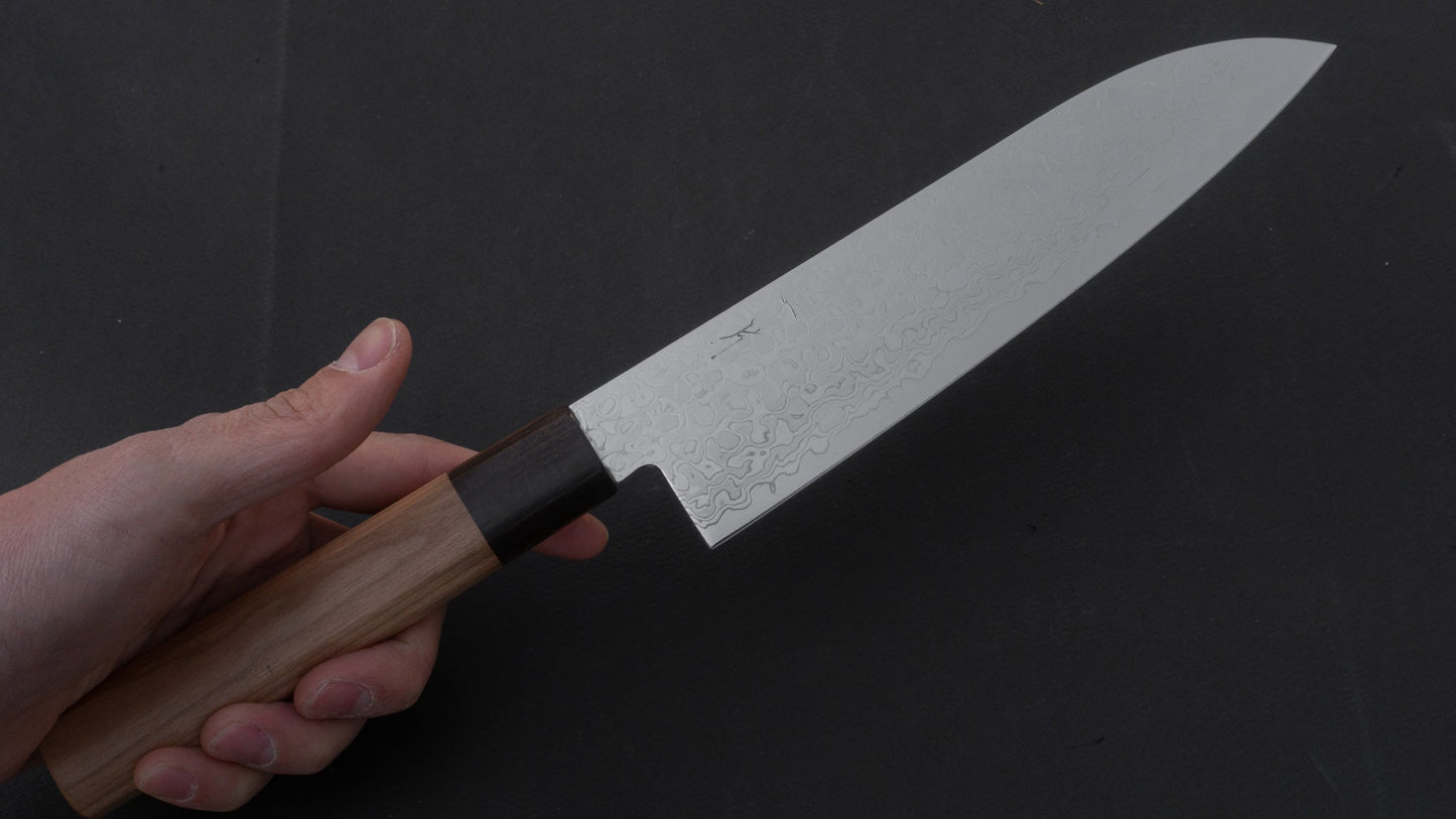 Hitohira HG Damascus Santoku 185mm Cherry Wood Handle | HITOHIRA