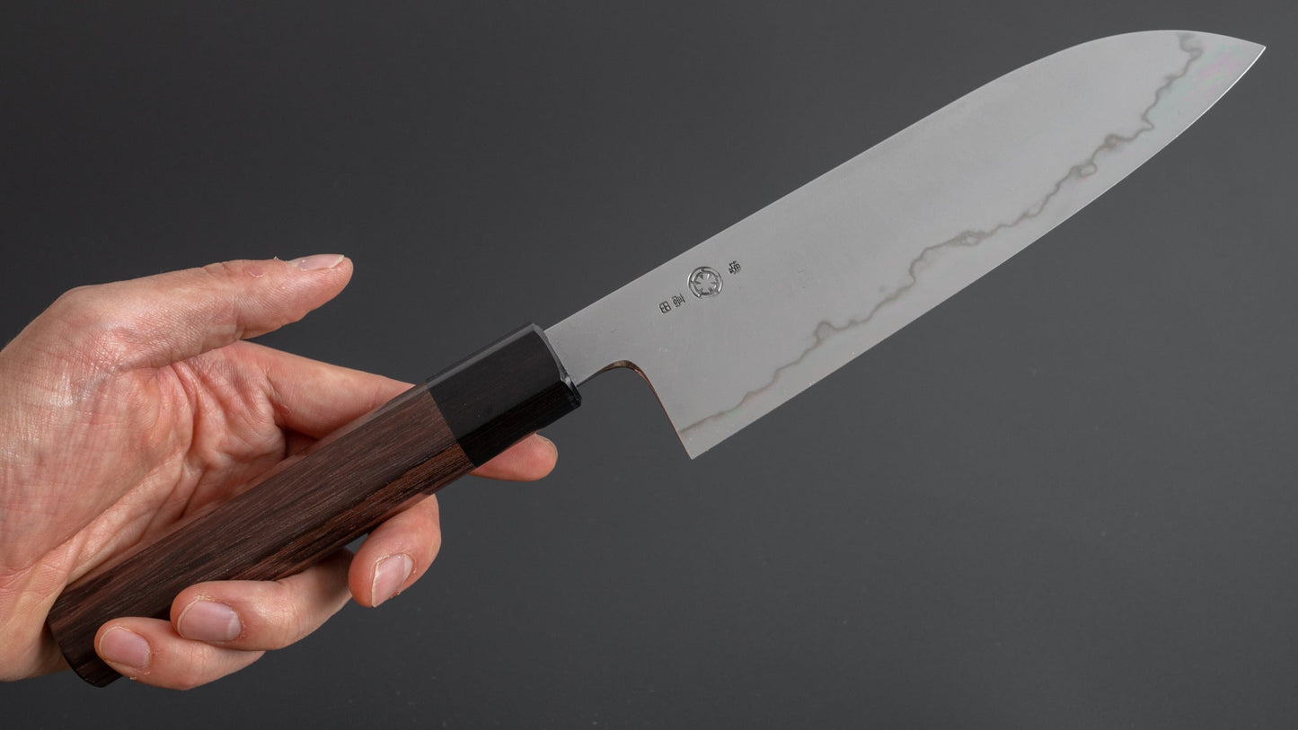 Takada no Hamono White #1 Suiboku Santoku 180mm Rosewood Handle - HITOHIRA