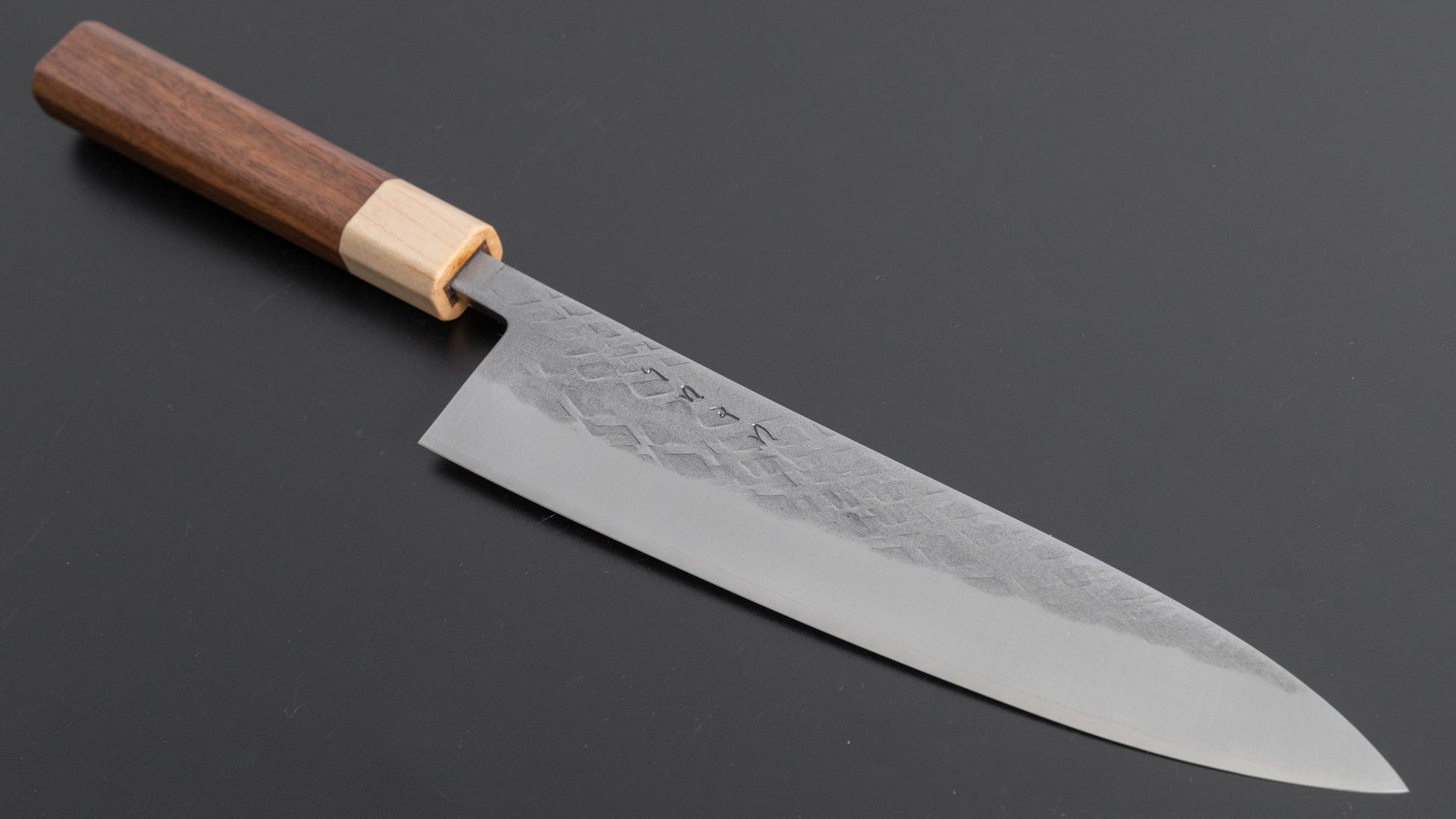 Hitohira TD SLD Tsuchime Gyuto 210mm Walnut Handle - HITOHIRA