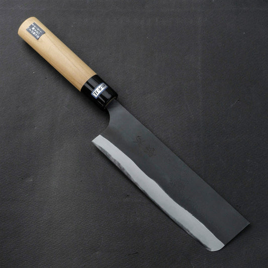 Morihei Munetsugu Blue #2 Kurouchi Nakiri 165mm Ho Wood Handle - HITOHIRA