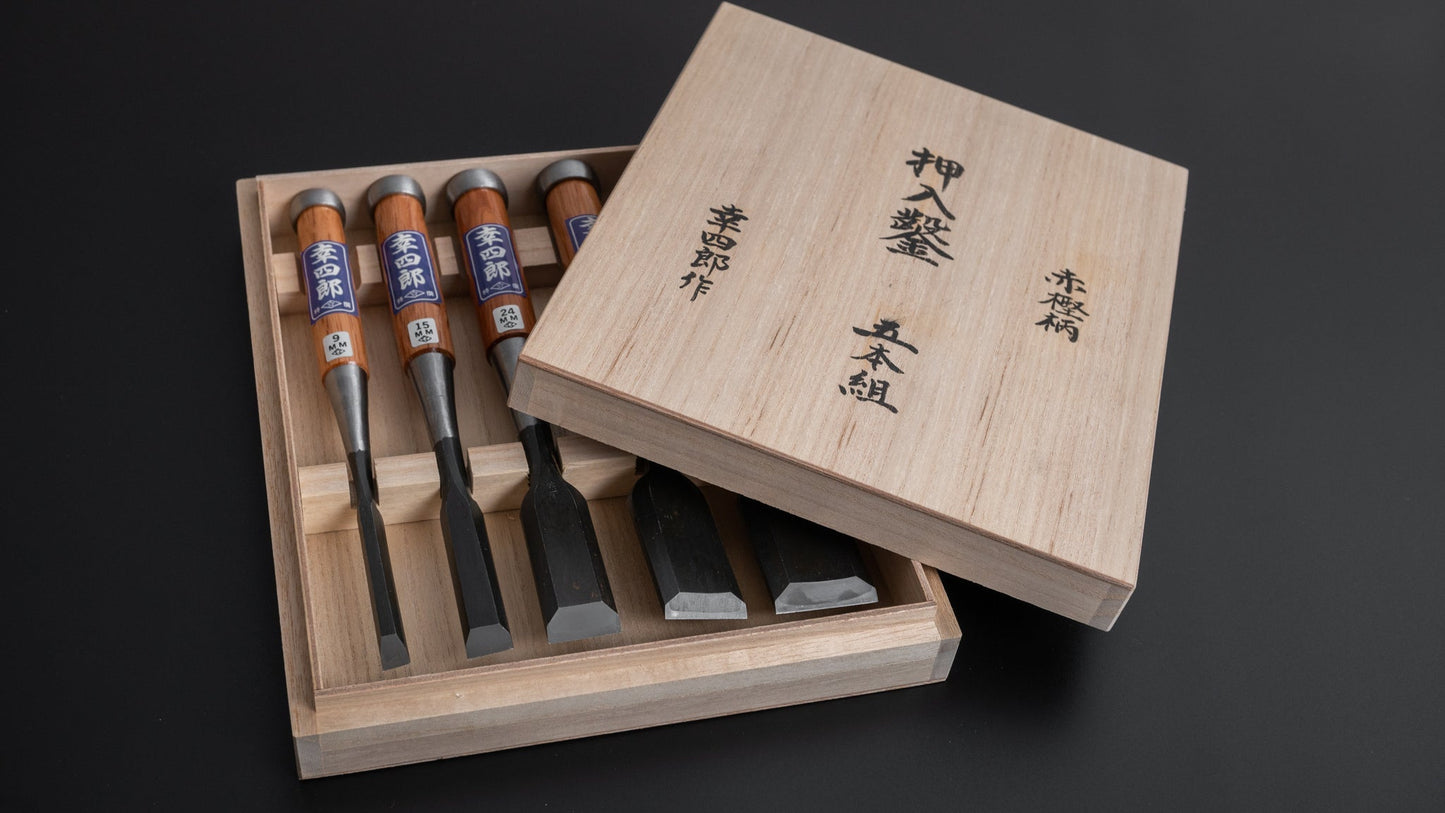 Morihei Koshiro White #2 Chisel 5 Set (Kiri Box) - HITOHIRA