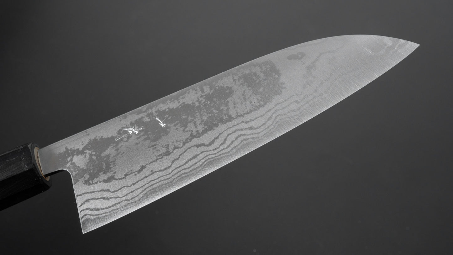 Hitohira GR Blue #2 Damascus Santoku 165mm Ho Wood Handle - HITOHIRA