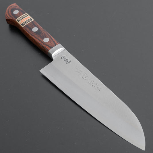 Hitohira Imojiya MZ VG-1 Santoku 145mm Imitation Mahogany Handle (3 Pins) - HITOHIRA