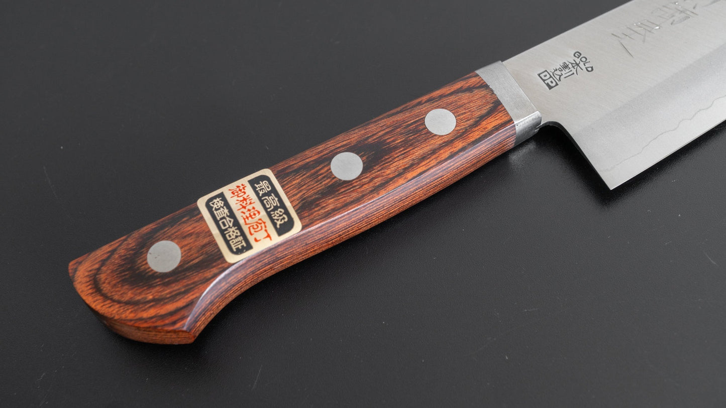 Hitohira Imojiya MZ VG-1 Santoku 145mm Imitation Mahogany Handle (3 Pins) - HITOHIRA