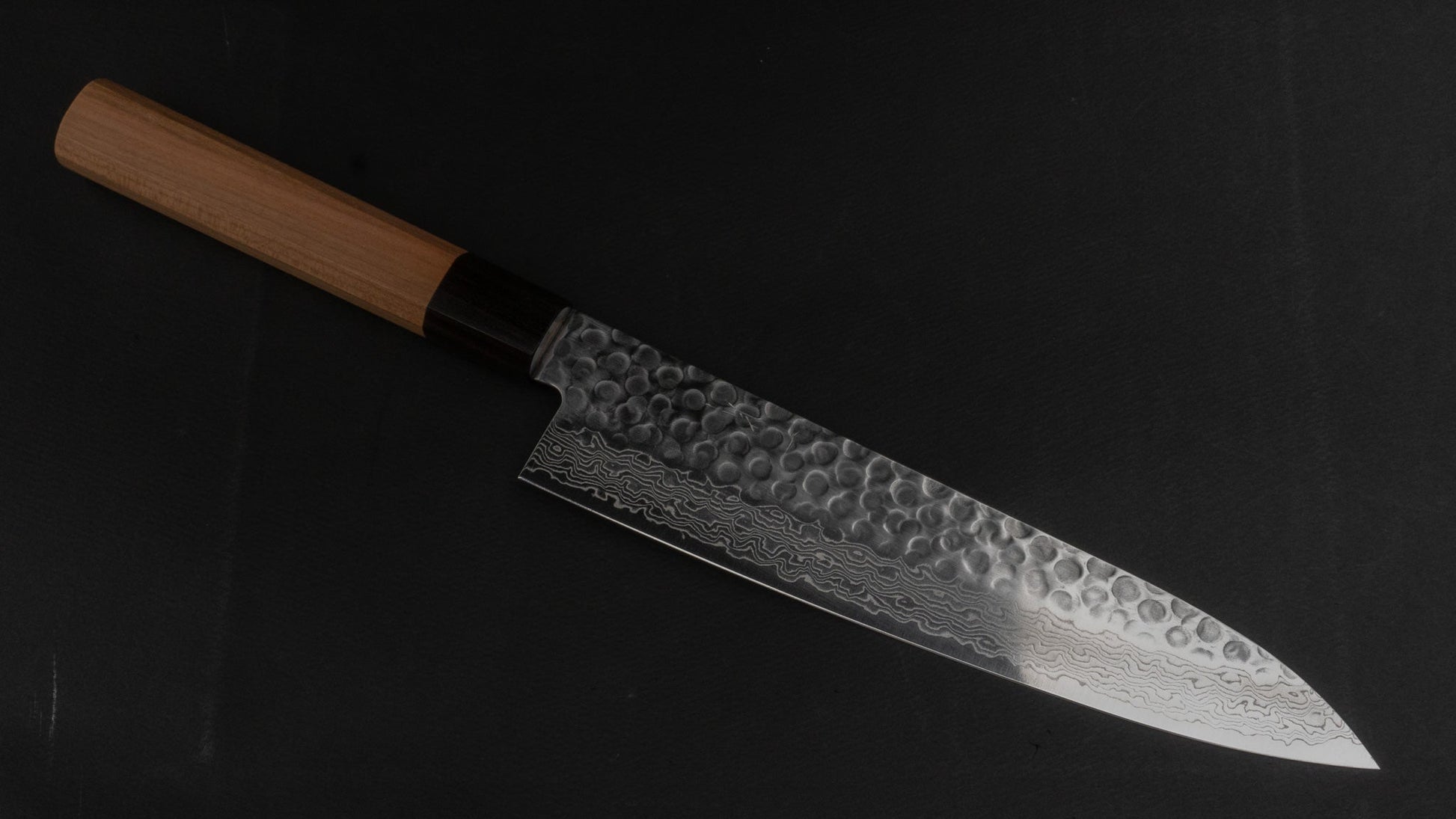 Hitohira HG Tsuchime Damascus Gyuto 210mm Cherry Wood Handle | HITOHIRA