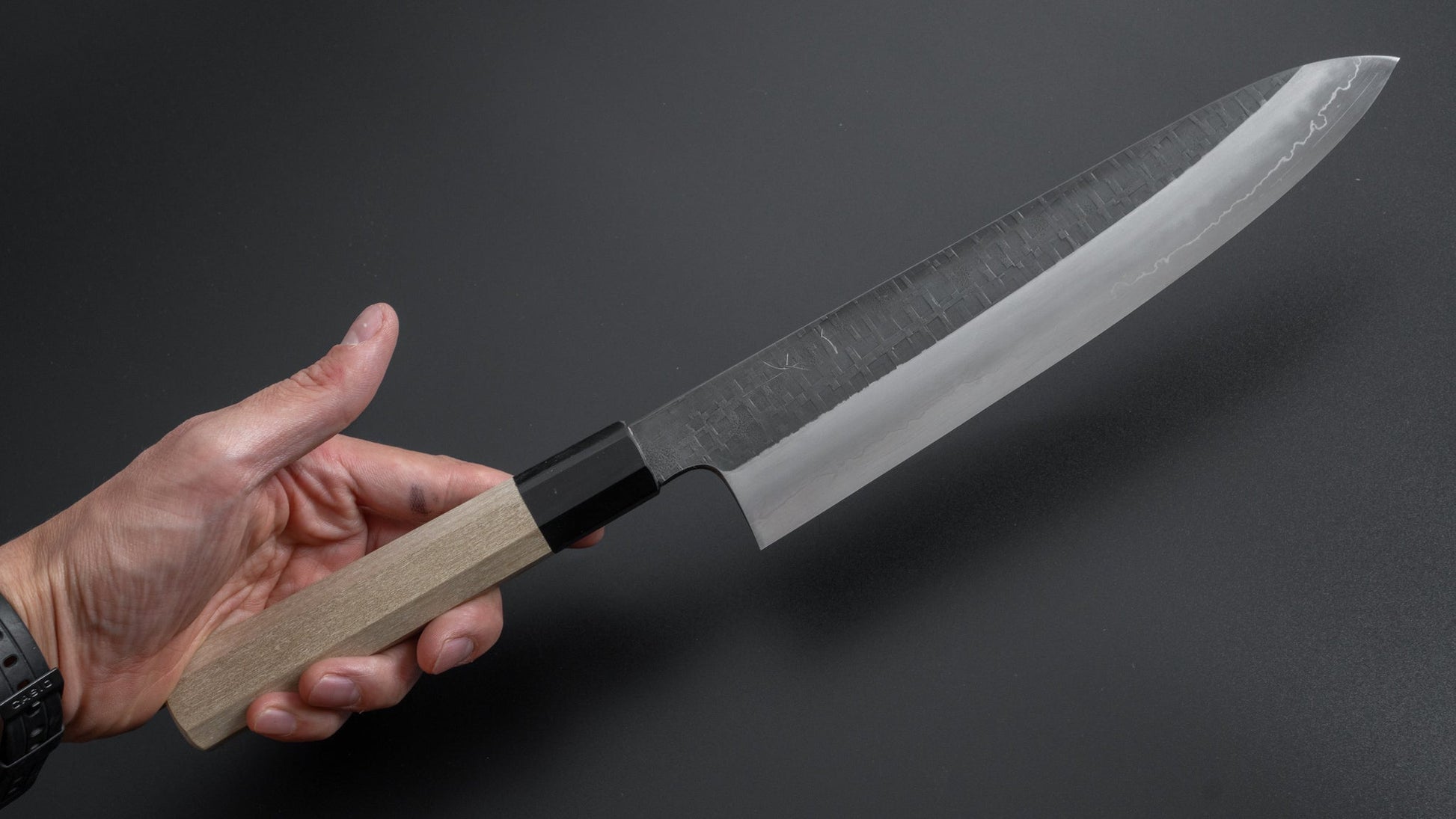 Hitohira Kikuchiyo Kyuzo Amime Silver #3 Gyuto 240mm Ho Wood Handle - HITOHIRA