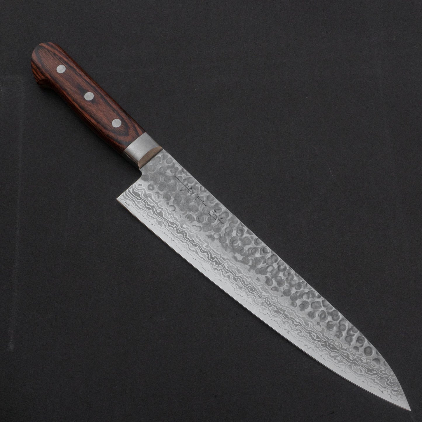 Morihei Kiyomitsu HG Tsuchime Damascus Gyuto 240mm Imitation Mahogany Handle | HITOHIRA