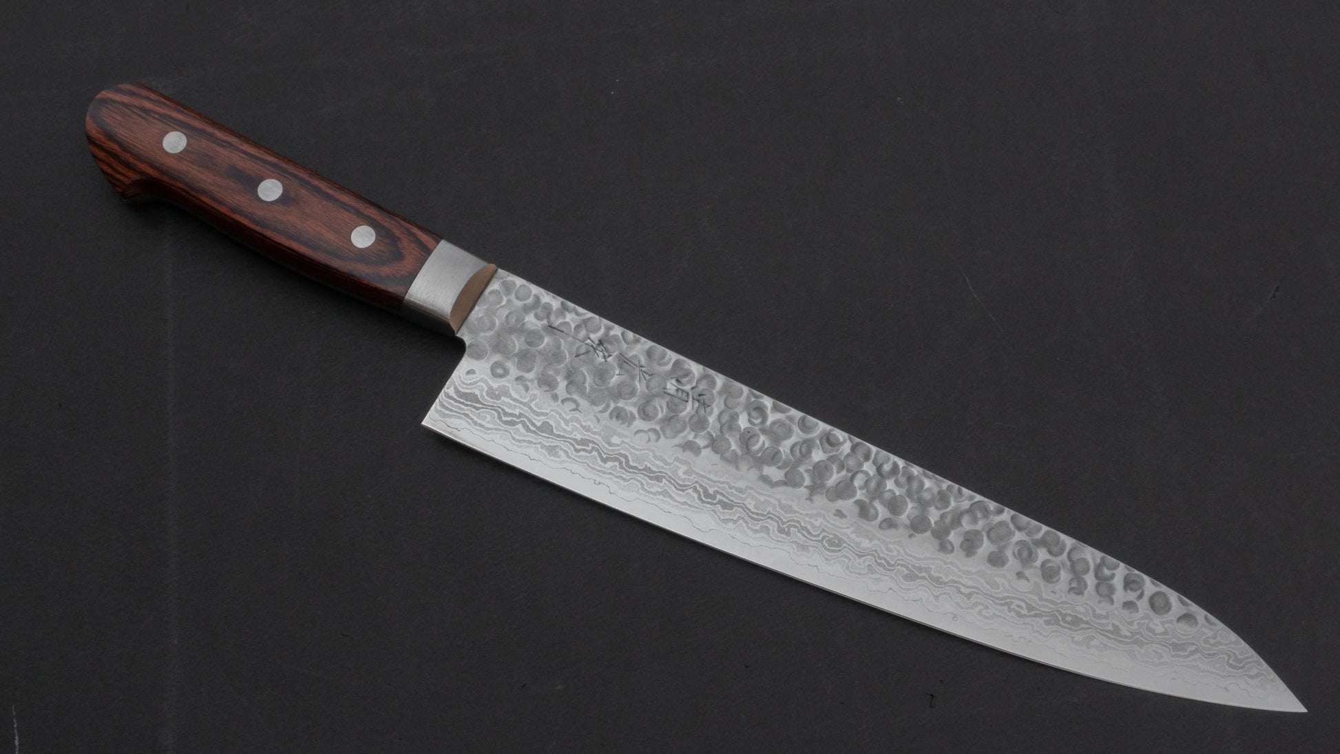 Morihei Kiyomitsu HG Tsuchime Damascus Gyuto 240mm Imitation Mahogany Handle | HITOHIRA