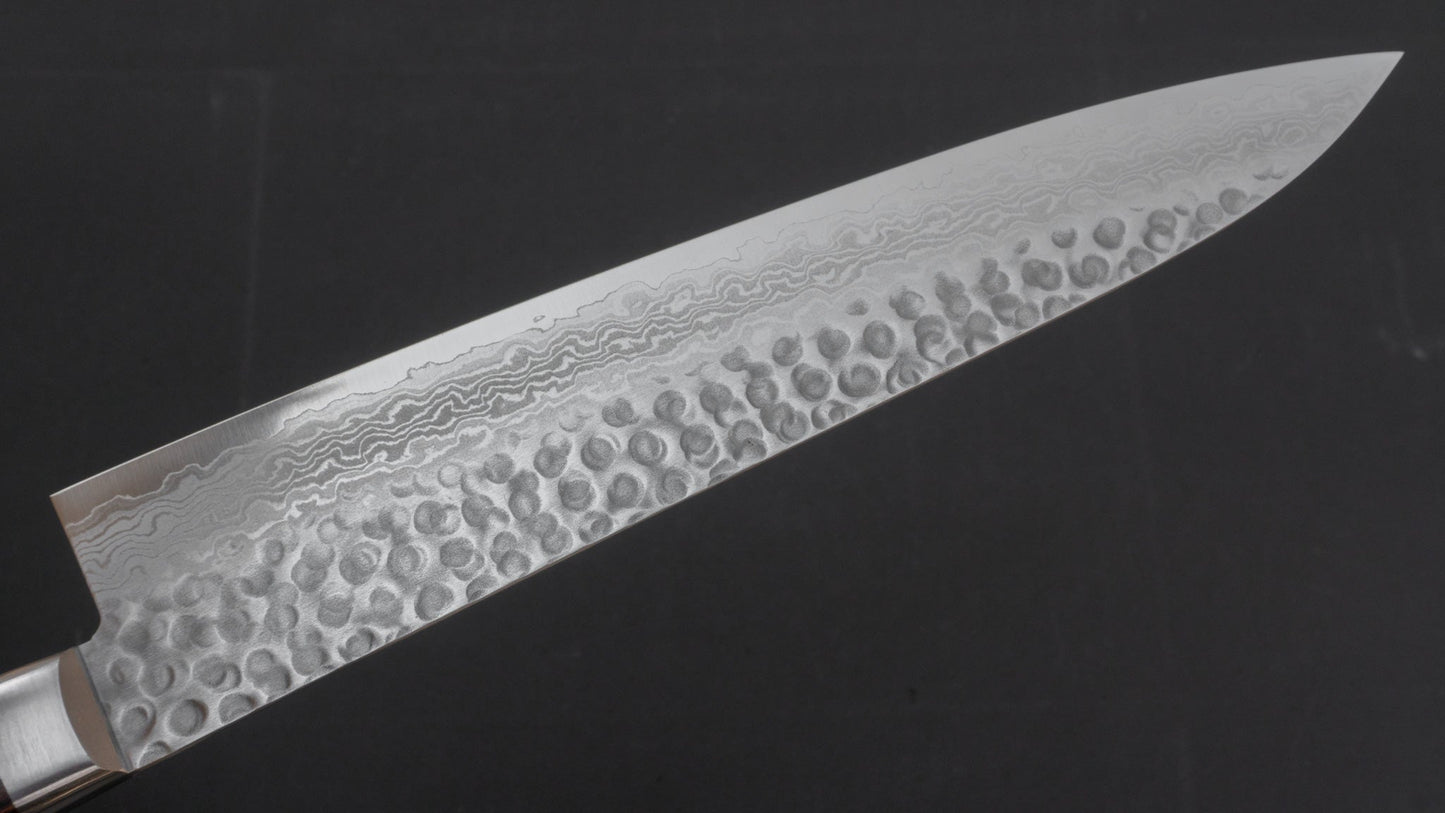 Morihei Kiyomitsu HG Tsuchime Damascus Gyuto 240mm Imitation Mahogany Handle | HITOHIRA