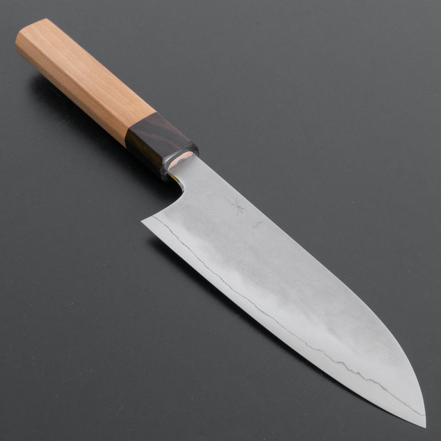 Hitohira Kikuchiyo Yohei Ginsan Kasumi Santoku 180mm Cherry Wood Handle - HITOHIRA