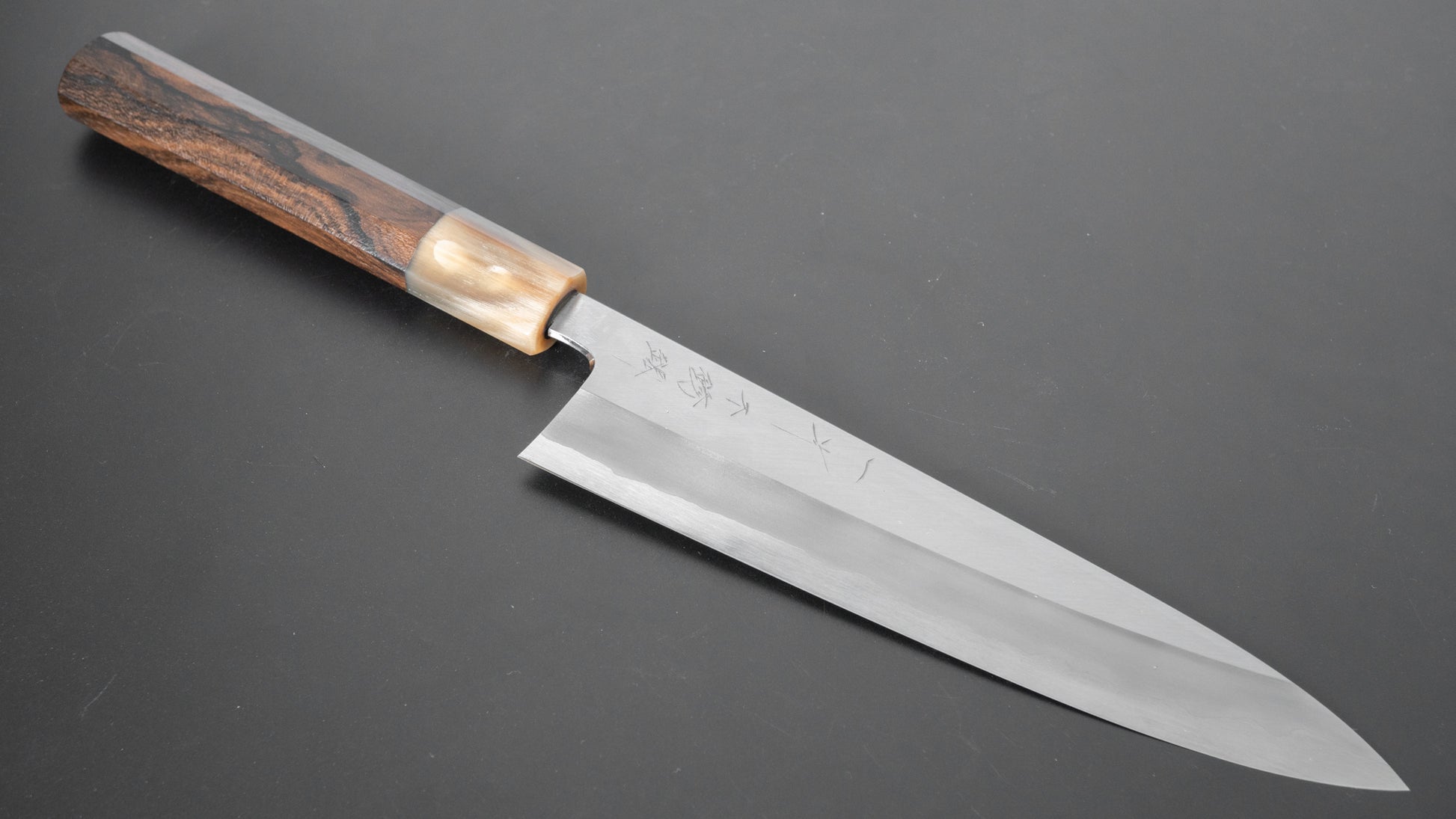 Hitohira Tanaka Kyuzo Blue #1 Stainless Clad Gyuto 210mm Ziricote Handle - HITOHIRA