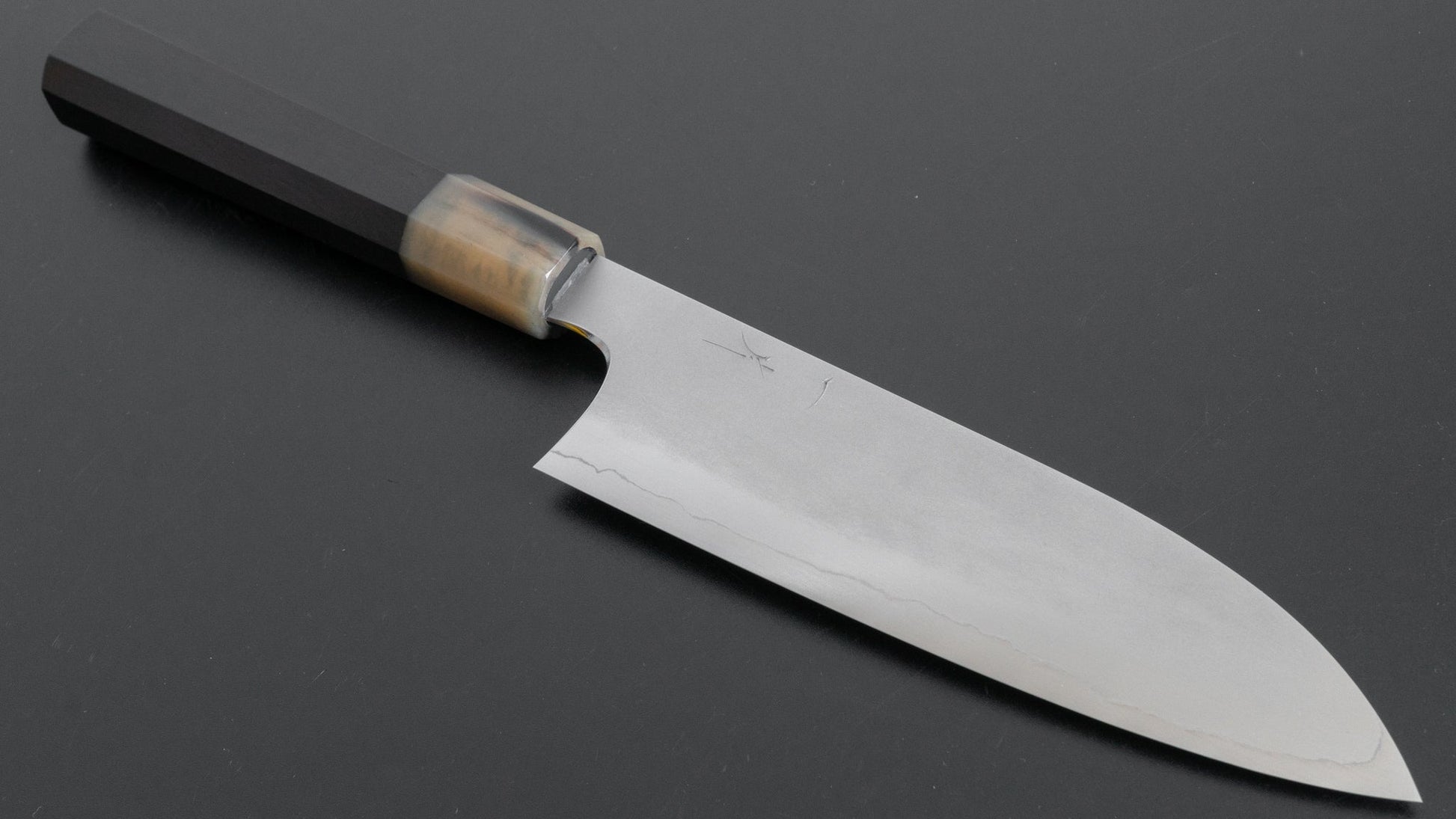 Hitohira Kikuchiyo Yohei Ginsan Kasumi Santoku 180mm Ebony Handle - HITOHIRA