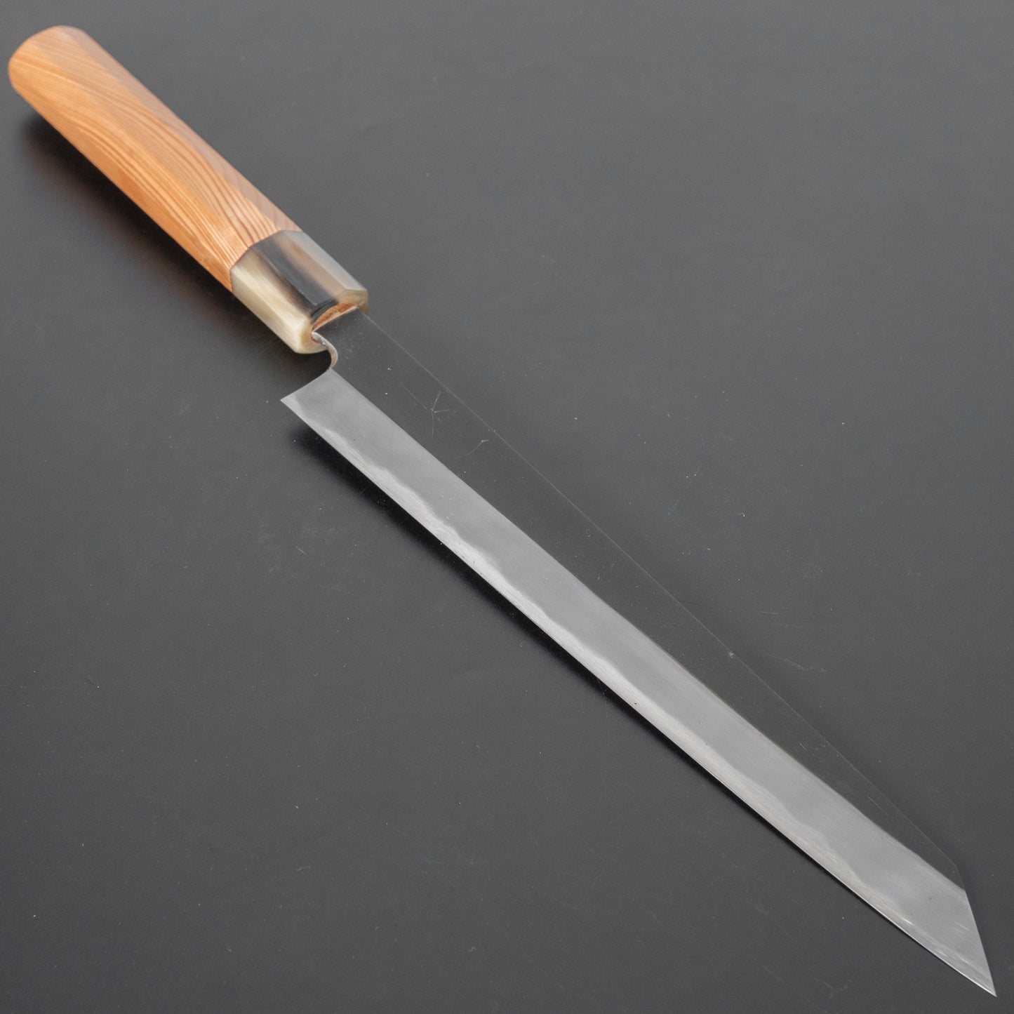 Hitohira Tanaka Kyuzo Blue #1 Kurouchi Kiritsuke Sujihiki 240mm Yakusugi Cedar Handle - HITOHIRA