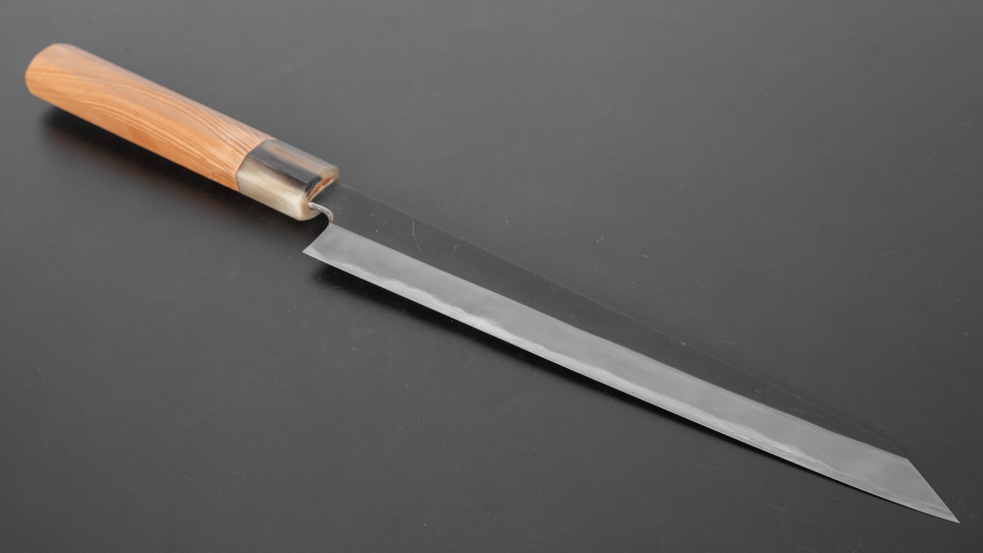 Hitohira Tanaka Kyuzo Blue #1 Kurouchi Kiritsuke Sujihiki 240mm Yakusugi Cedar Handle - HITOHIRA