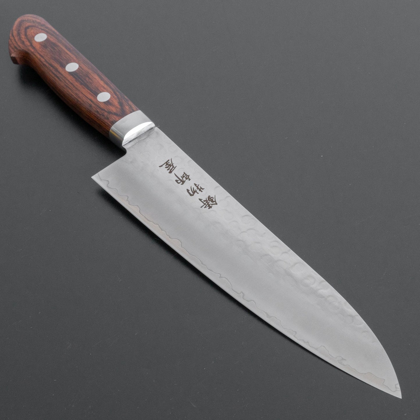 Hitohira Imojiya HG Tsuchime Gyuto 180mm Imitation Mahogany Handle - HITOHIRA