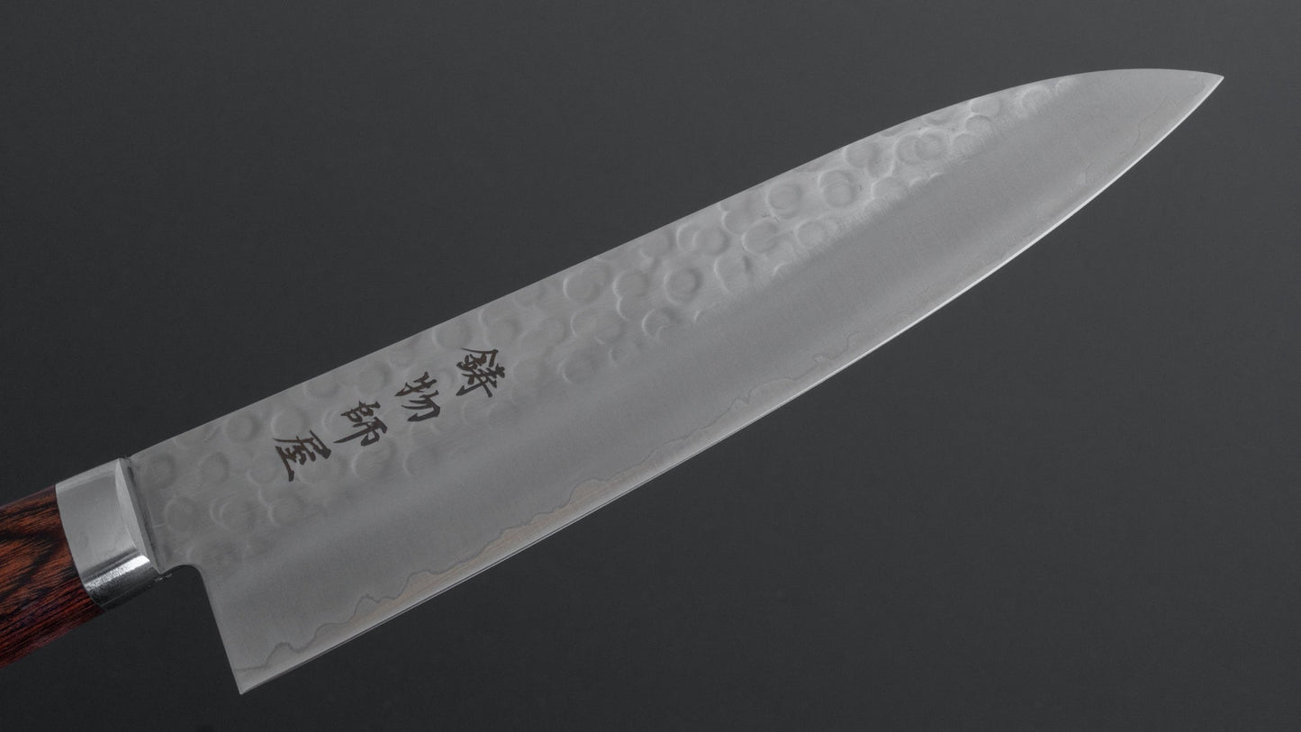 Hitohira Imojiya HG Tsuchime Gyuto 180mm Imitation Mahogany Handle - HITOHIRA