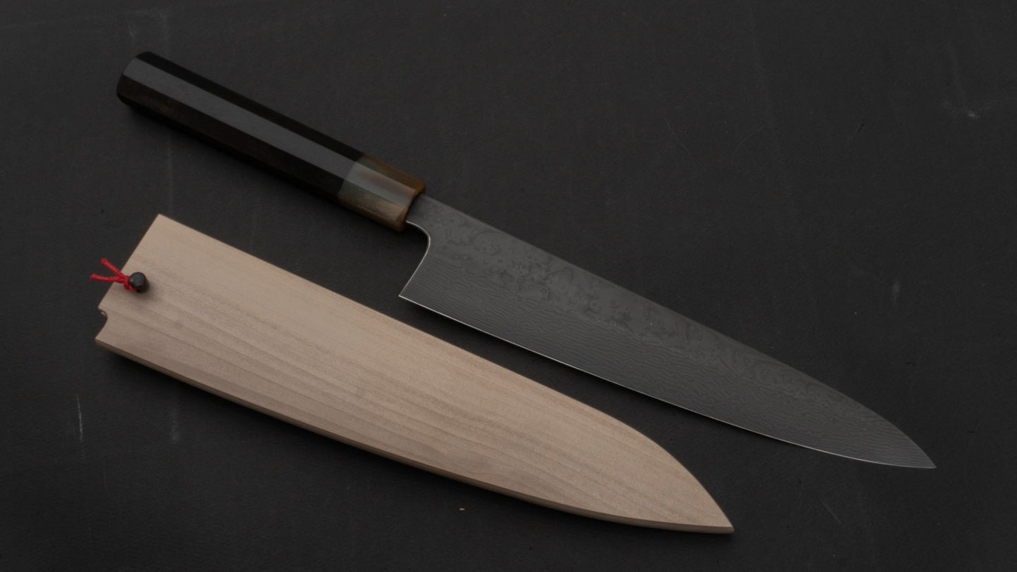 Hitohira Kambei Limited Special Coreless Damascuss Gyuto 240mm Taihei Ebony Handle (#1/ Come with Saya) | HITOHIRA