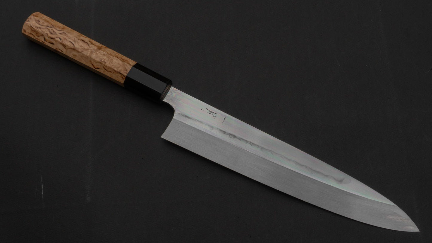 Hitohira Kikuchiyo Kambei Mizu-Honyaki White #2 Gyuto 240mm Taihei Masur Birch Handle | HITOHIRA