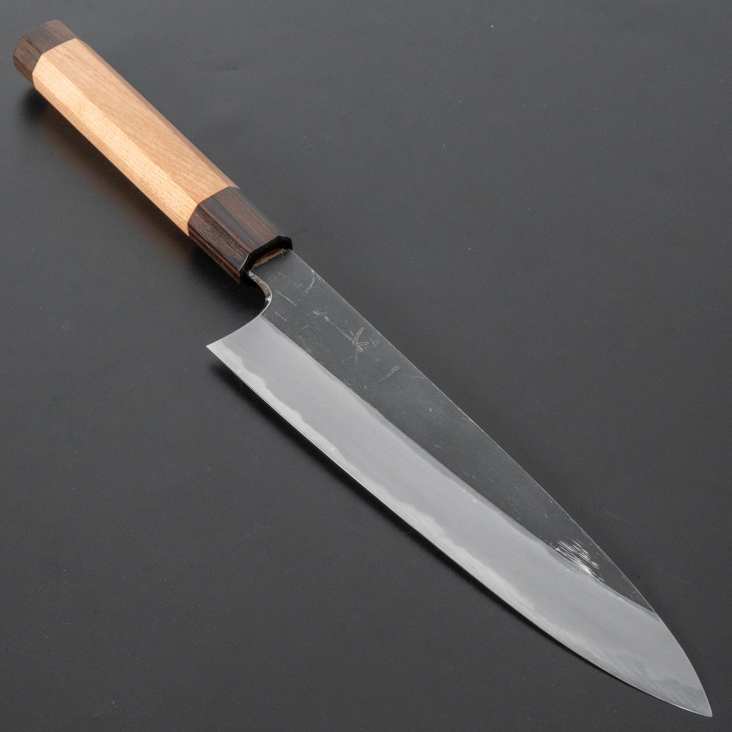 Hitohira Togashi Blue #2 Kurouchi Gyuto 210mm Cherry Wood Handle (Ebony End) - HITOHIRA