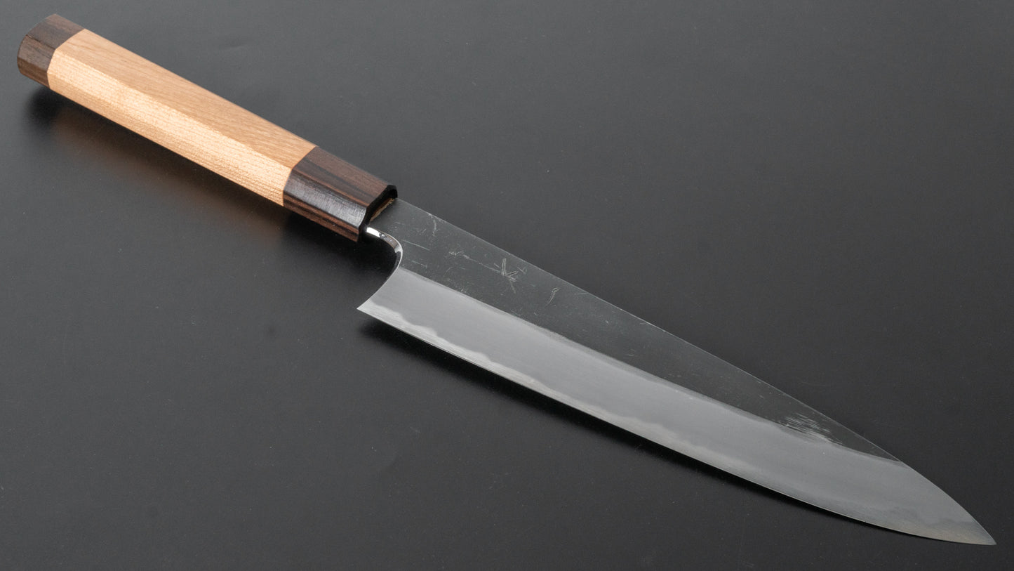 Hitohira Togashi Blue #2 Kurouchi Gyuto 210mm Cherry Wood Handle (Ebony End) - HITOHIRA