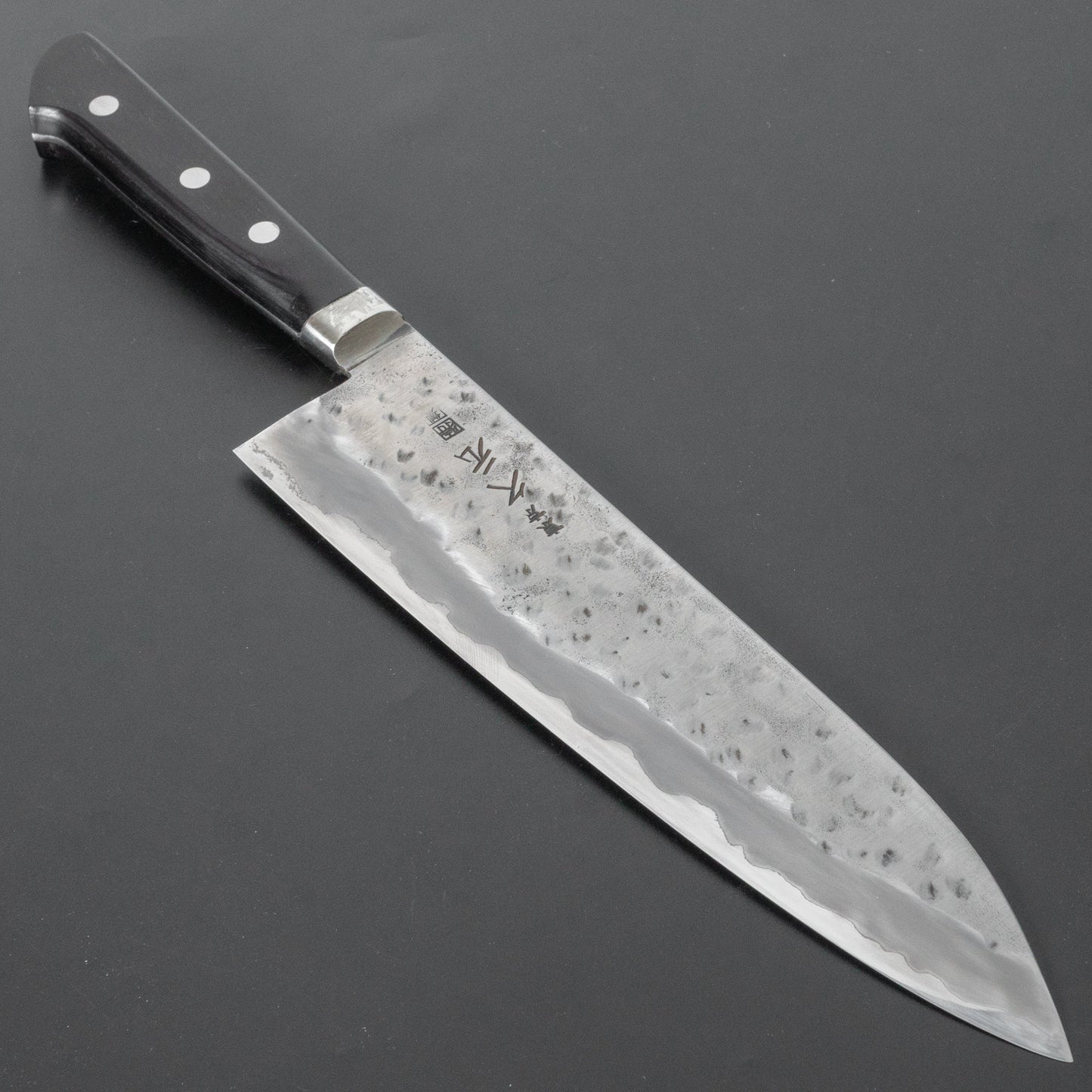 Morihei Hisamoto White #1 Tsuchime Stainless Clad Gyuto 210mm Pakka Handle (Fine Finish) - HITOHIRA