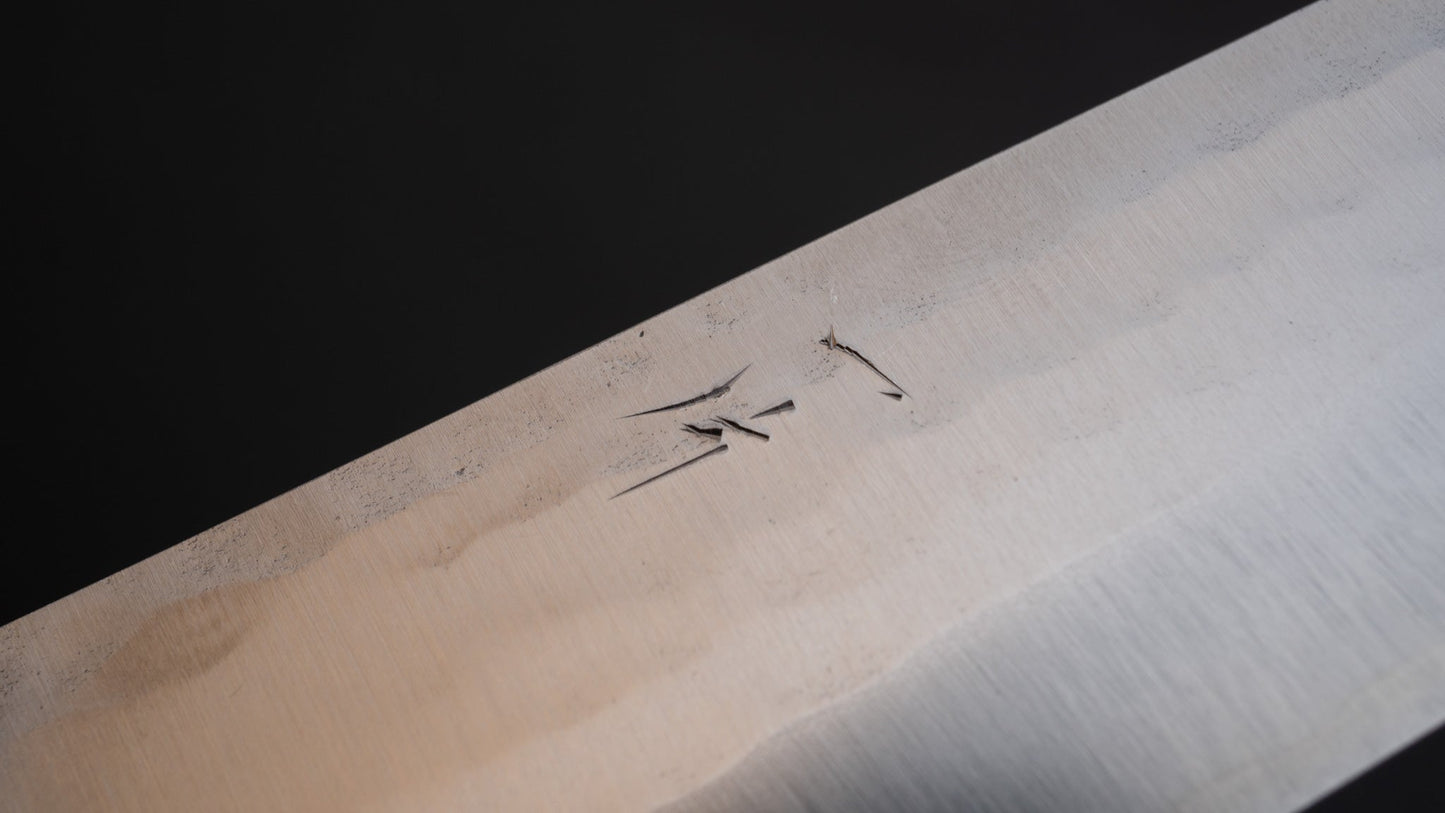 Hitohira NM Tsuchime Santoku 130mm Pakka Handle (No Bolster/ Red) | HITOHIRA