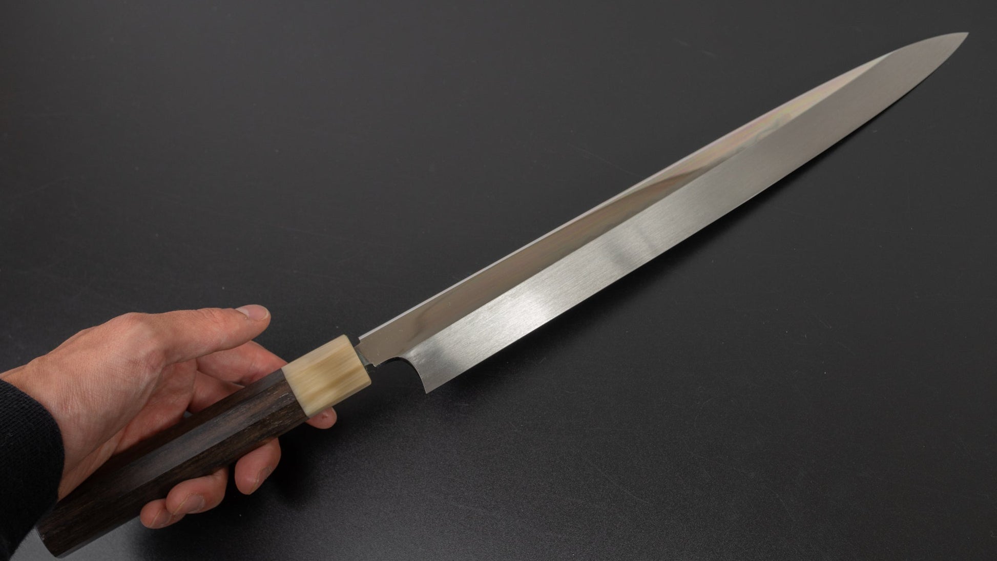 Hitohira Togashi Kambei White #1 Mizu Honyaki Yanagiba 300mm Taihei Ebony Handle (Limited/ Saya/ #004) | HITOHIRA