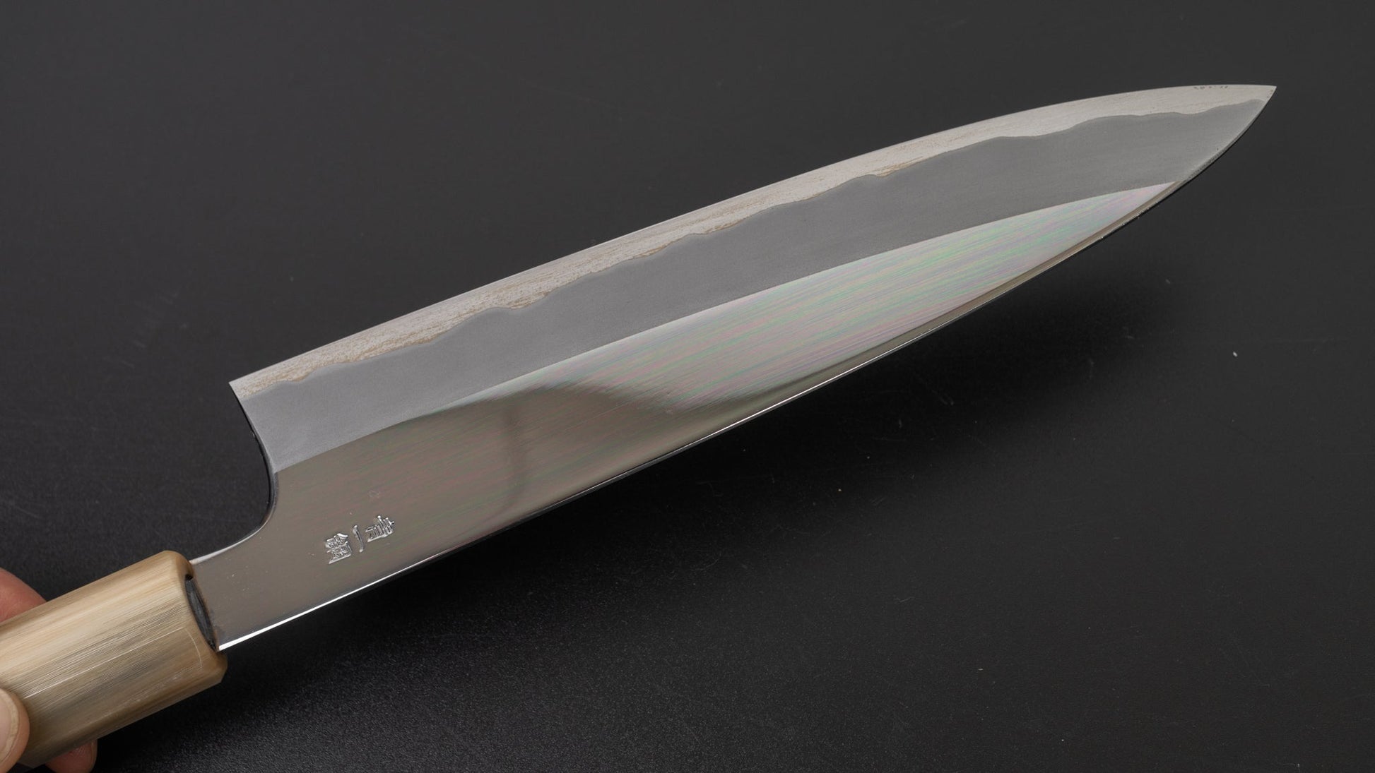 Hitohira Togashi Blue #1 Stainless Clad Gyuto 210mm Taihei Ebony Handle (Mirror Polished/ Saya) | HITOHIRA