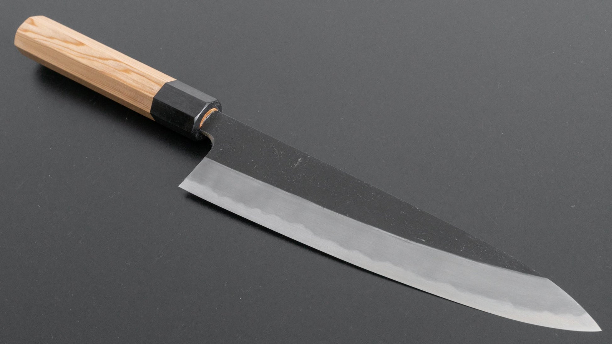 Hitohira Tanaka Kyuzo Blue #1 Kurouchi Gyuto 210mm Yakusugi Cedar Handle - HITOHIRA