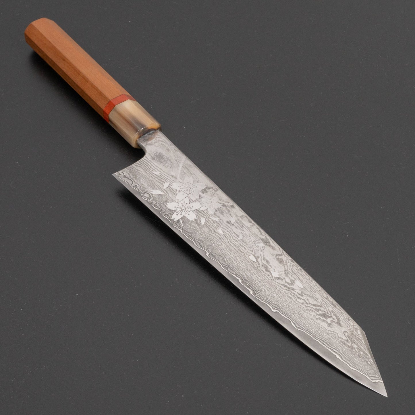 Hitohira Uki Sakura Damascus Kiritsuke Gyuto 240mm Sakura Handle (Kambei Sharpening/ Saya) | HITOHIRA