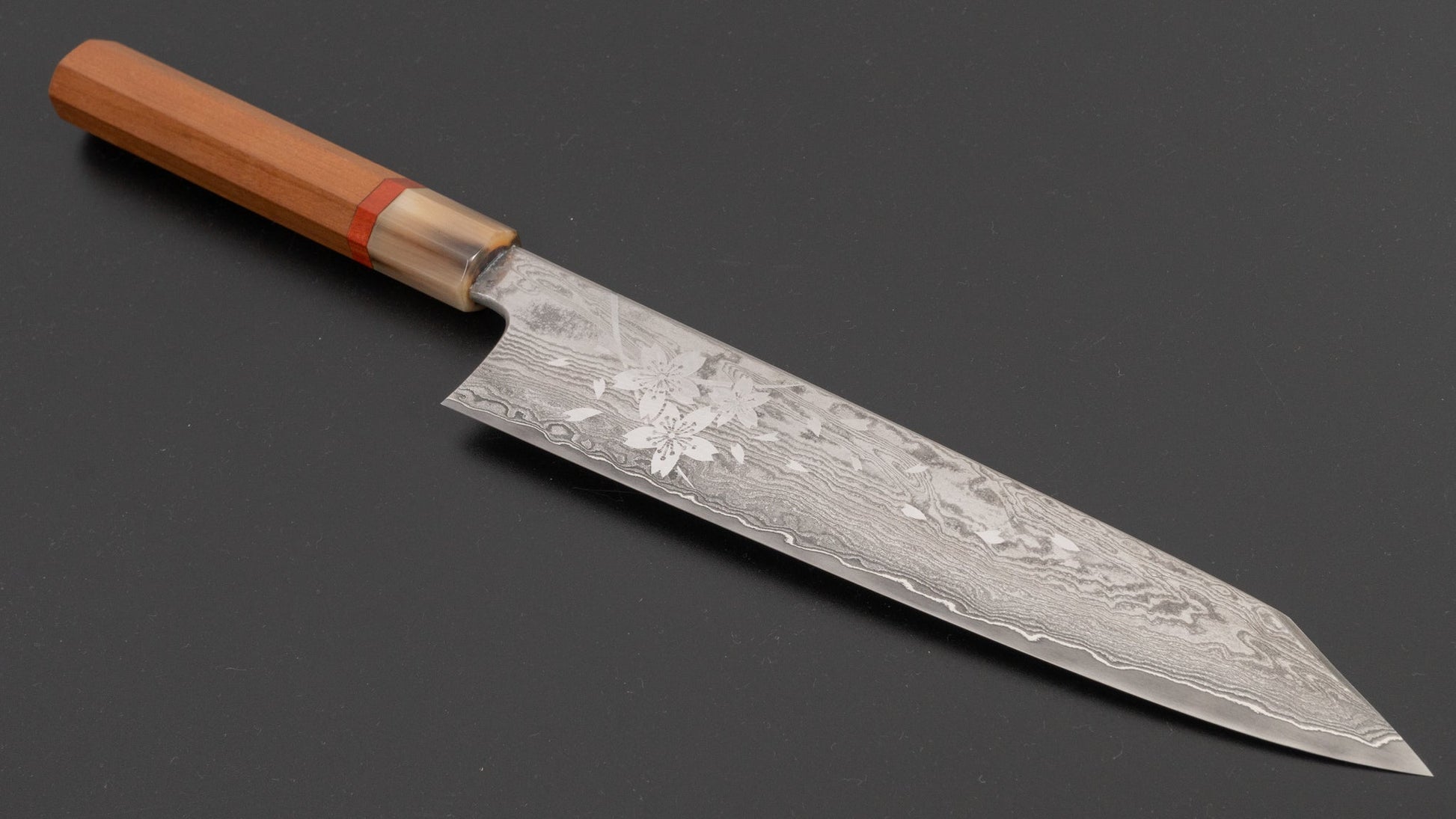 Hitohira Uki Sakura Damascus Kiritsuke Gyuto 240mm Sakura Handle (Kambei Sharpening/ Saya) | HITOHIRA