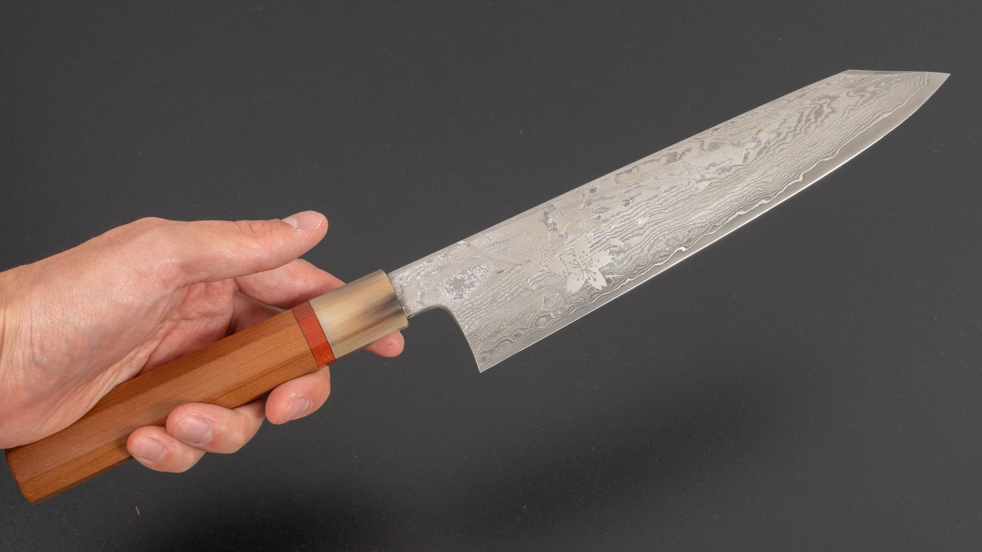 Hitohira Uki Sakura Damascus Kiritsuke Gyuto 240mm Sakura Handle (Kambei Sharpening/ Saya) | HITOHIRA