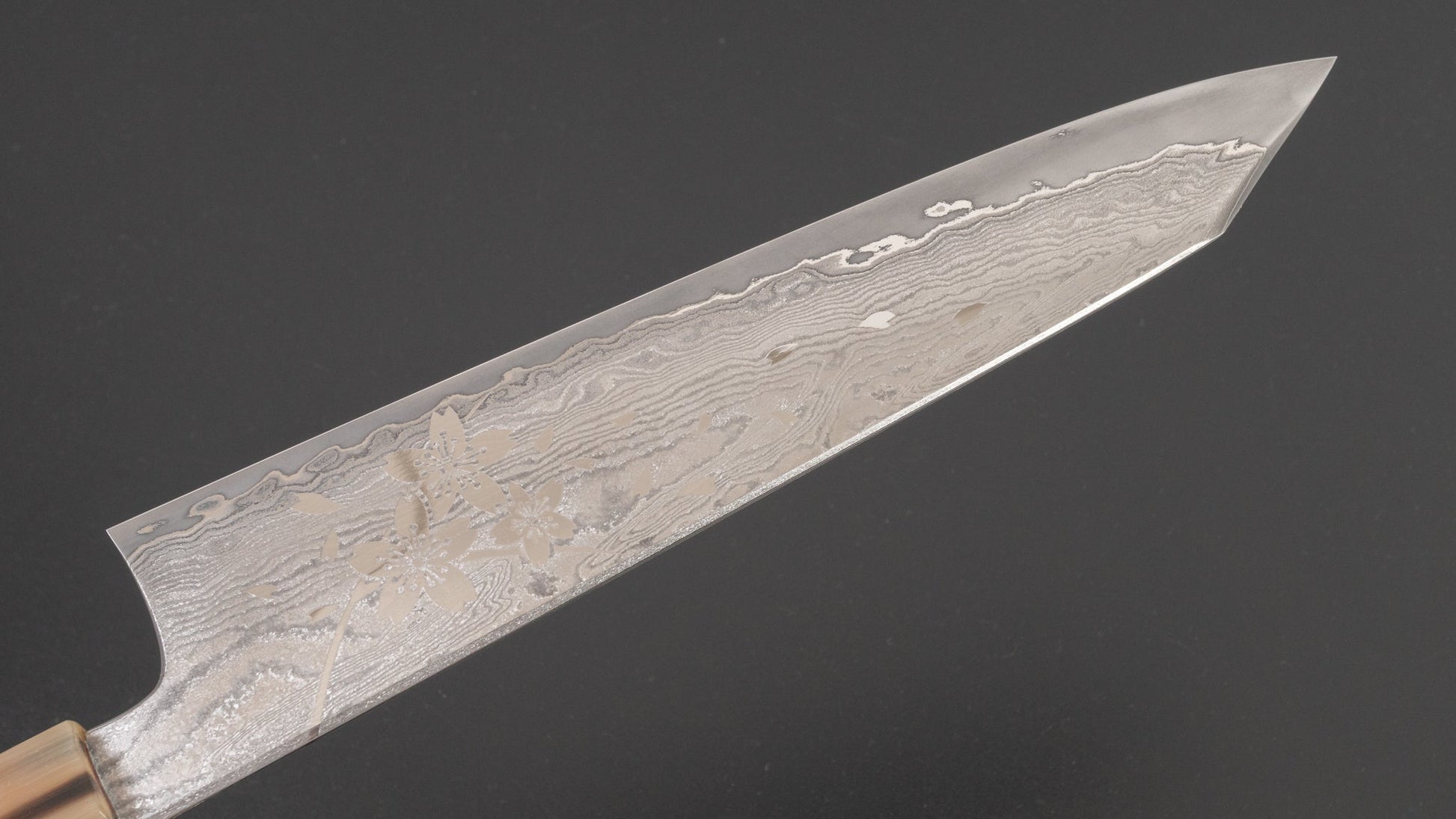 Hitohira Uki Sakura Damascus Kiritsuke Gyuto 240mm Sakura Handle (Kambei Sharpening/ Saya) | HITOHIRA