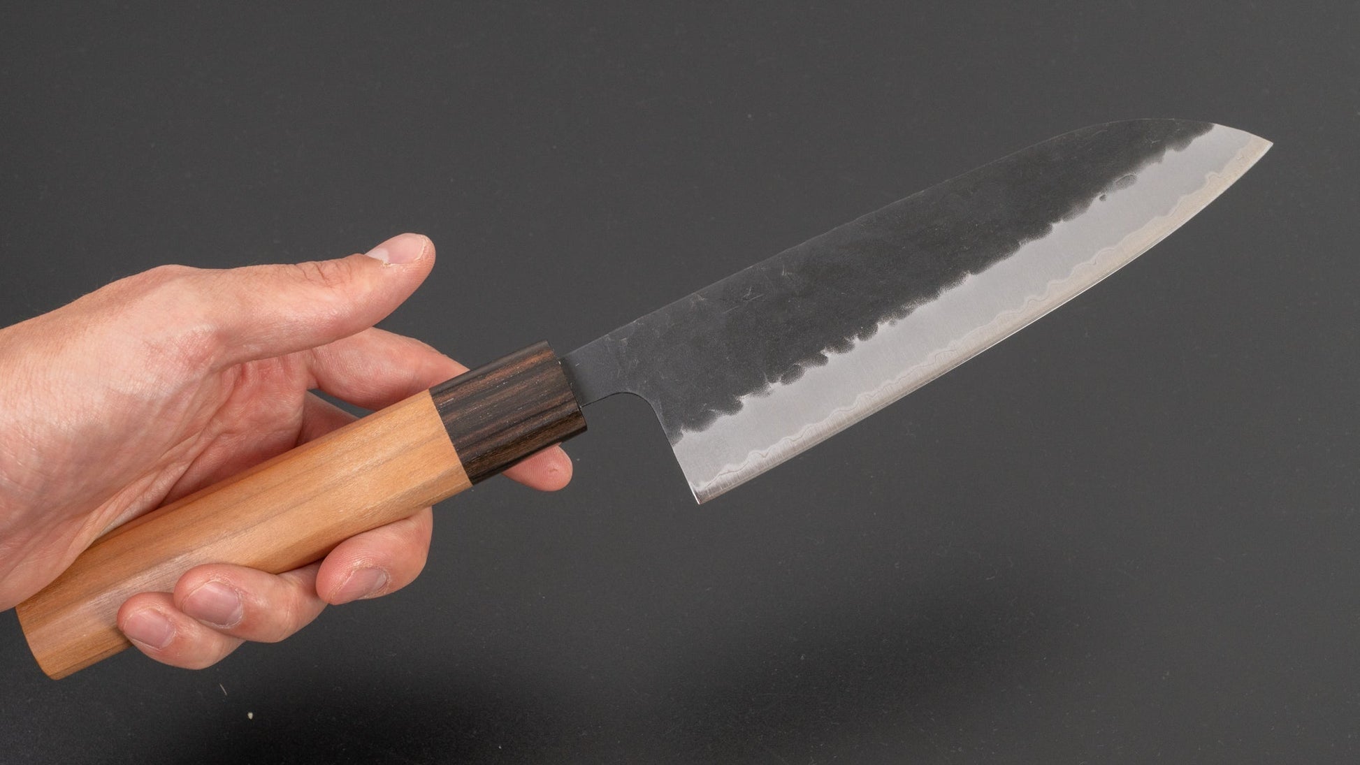 Hitohira Futana SB Kuro Tsuchime Santoku 170mm Cherry Wood Handle | HITOHIRA