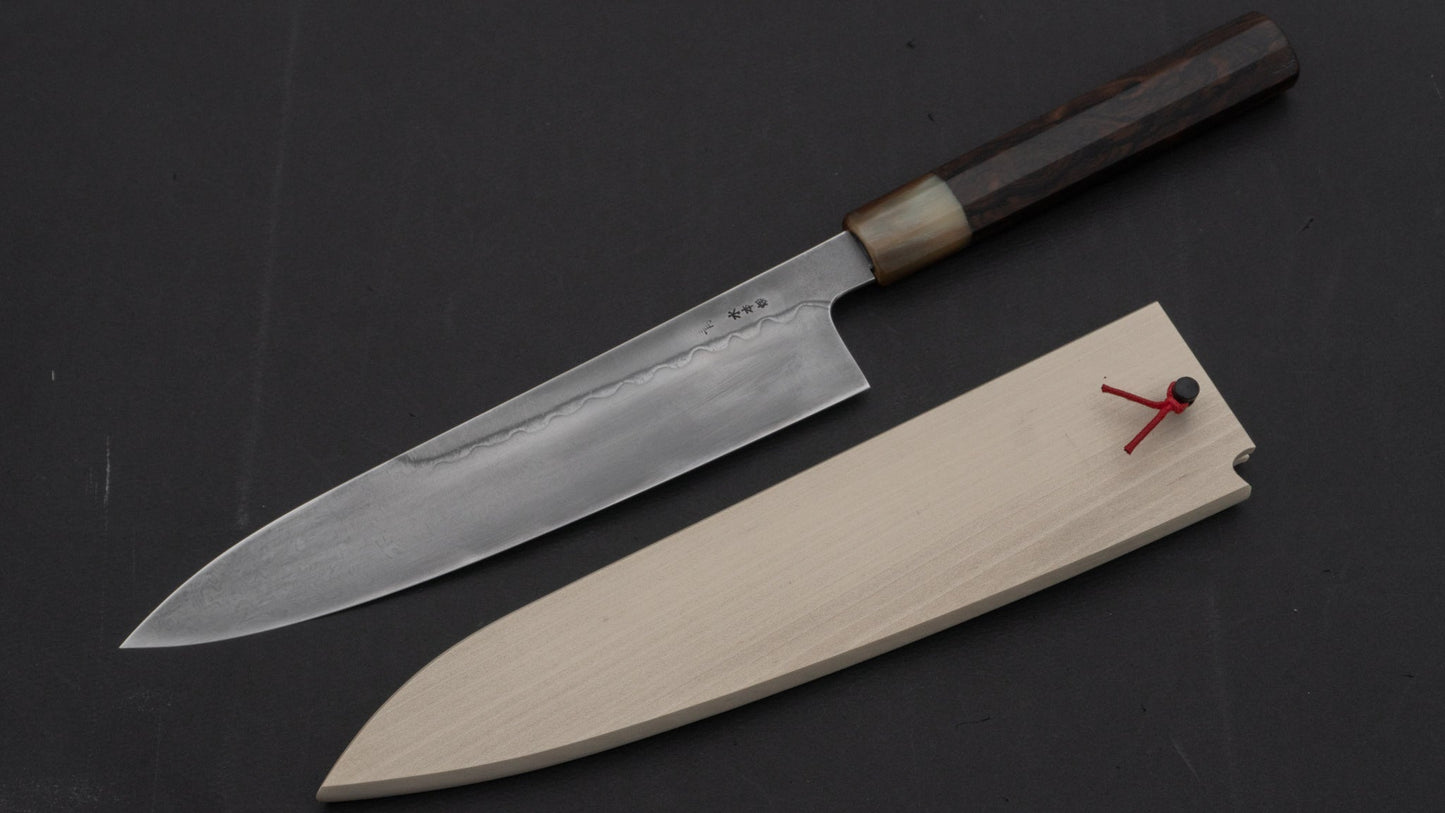 Hitohira Togashi Yohei Blue #2 Mizu Honyaki Gyuto 240mm Ziricote Handle (#002/ Saya) | HITOHIRA