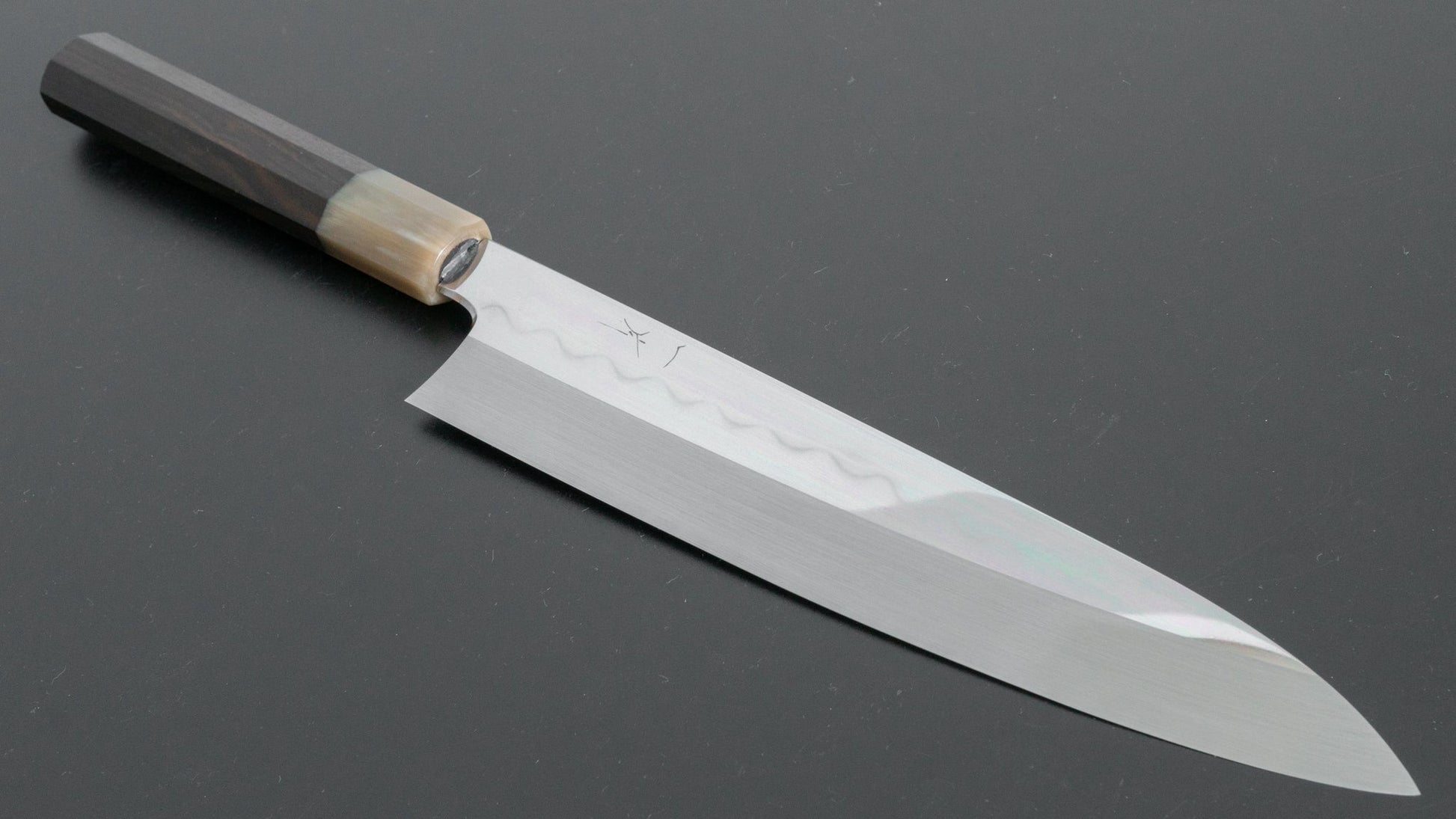 Hitohira Kikuchiyo Kyuzo Honyaki White #3 Gyuto 240mm Taihei Makassar Ebony Handle (Saya) - HITOHIRA