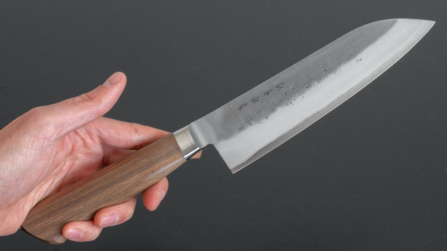 Hitohira TD Blue #2 Stainless Clad Nashiji Yo Santoku 170mm Walnut Handle - HITOHIRA