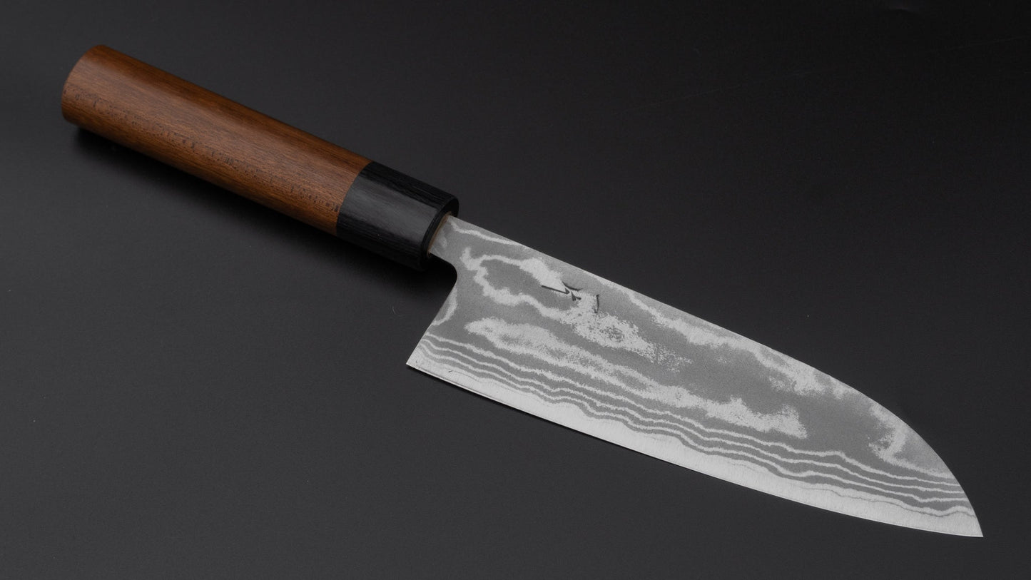 Hitohira GR Blue #2 Damascus Santoku 165mm Maple Handle | HITOHIRA