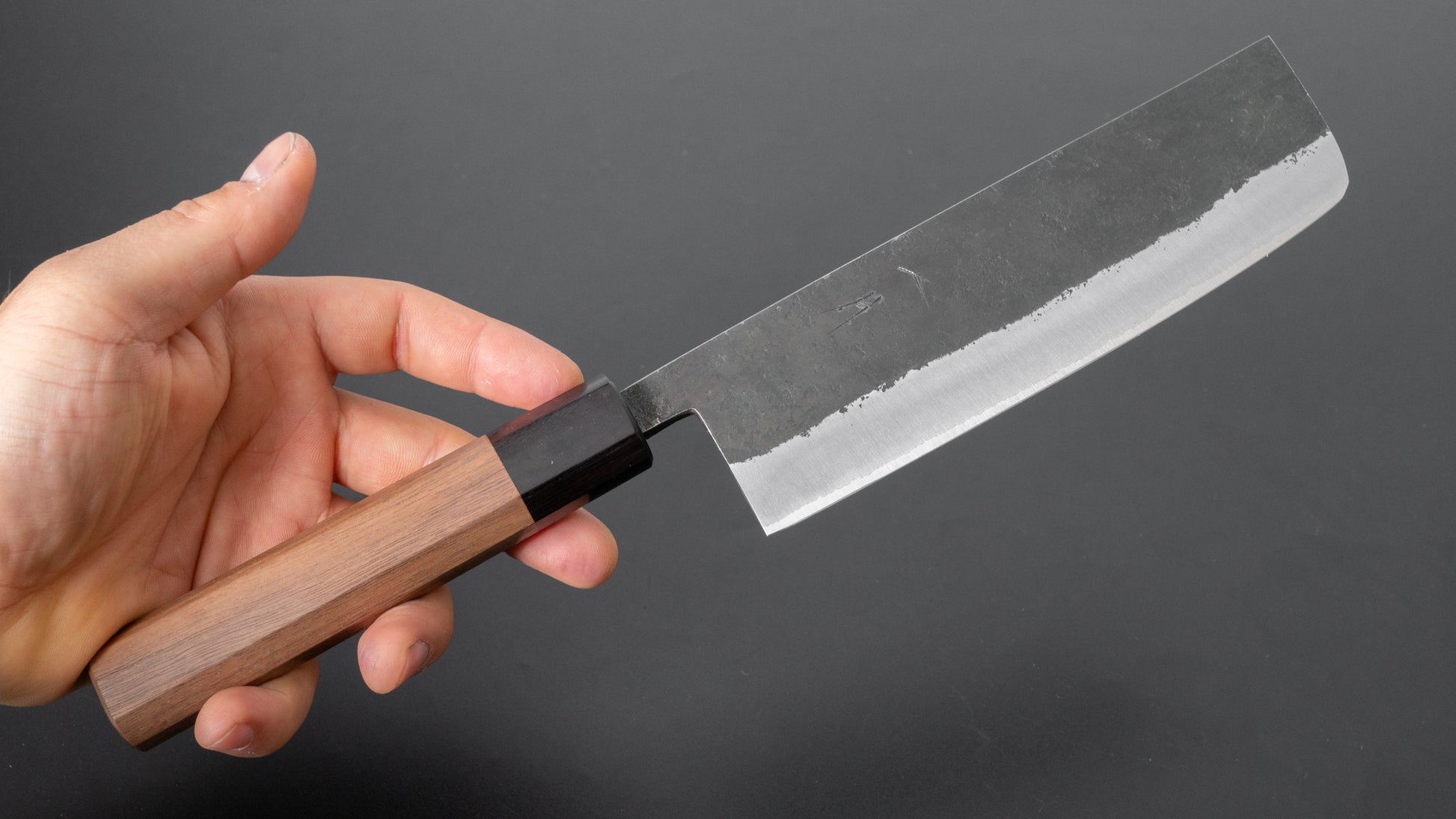 Hitohira Harima Forged Blue Super Stainless Clad Nakiri Walnut Handle - HITOHIRA