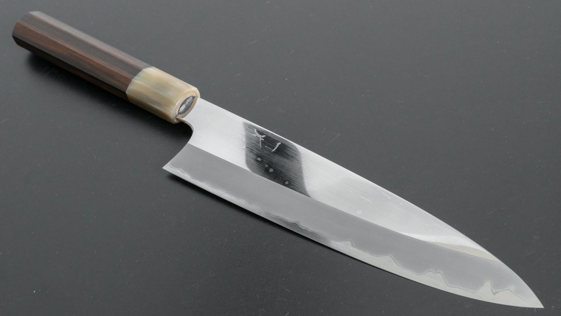 Hitohira Togashi White #1 Stainless Clad Gyuto 210mm Taihei Makassar Ebony Handle (Mirror Polished) - HITOHIRA