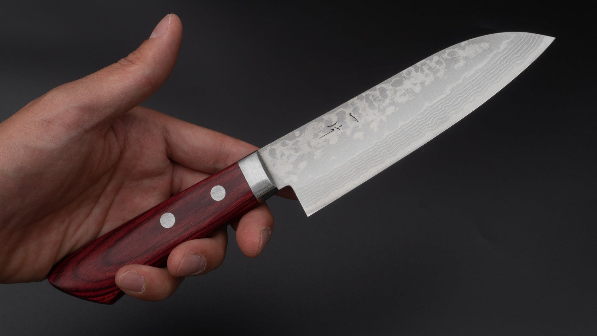 Hitohira NM V10 Damascus Santoku 130mm Pakka Handle | HITOHIRA