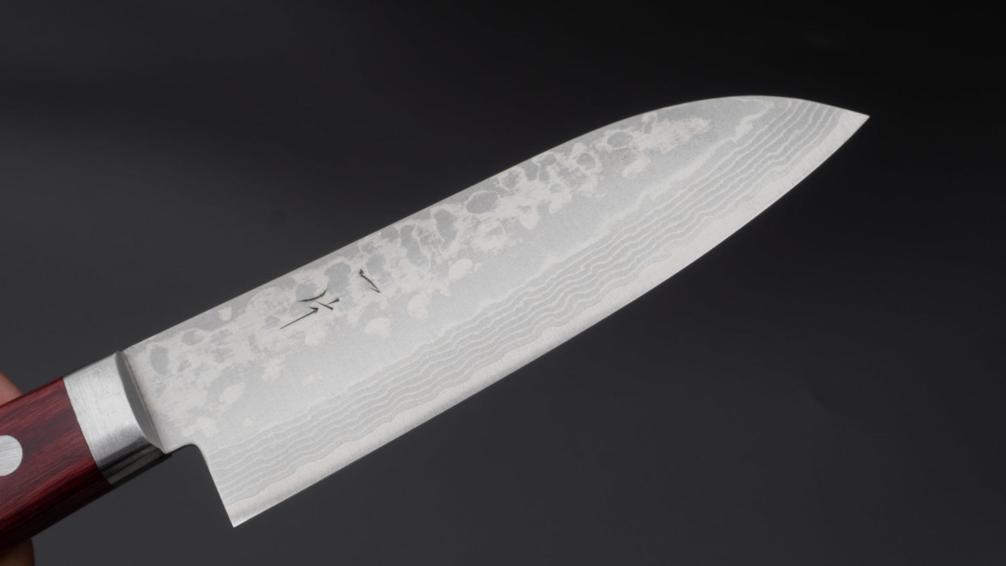 Hitohira NM V10 Damascus Santoku 130mm Pakka Handle | HITOHIRA