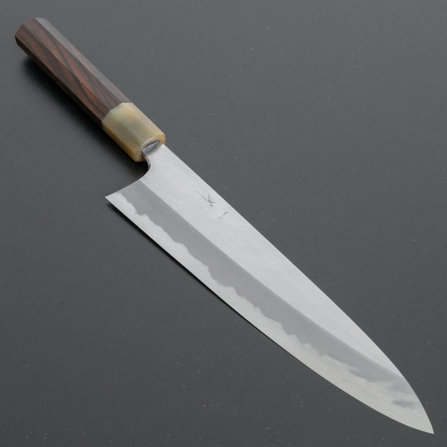 Hitohira Tanaka Kyuzo Blue Super Migaki Gyuto 240mm Taihei Makassar Ebony Handle (Discounted/ Saya) - HITOHIRA