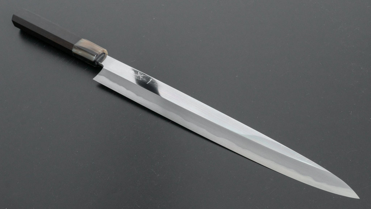 Hitohira Tanaka Mosuke Blue #1 Yanagiba 300mm Ebony Handle (Mirror Polished/ Saya) - HITOHIRA