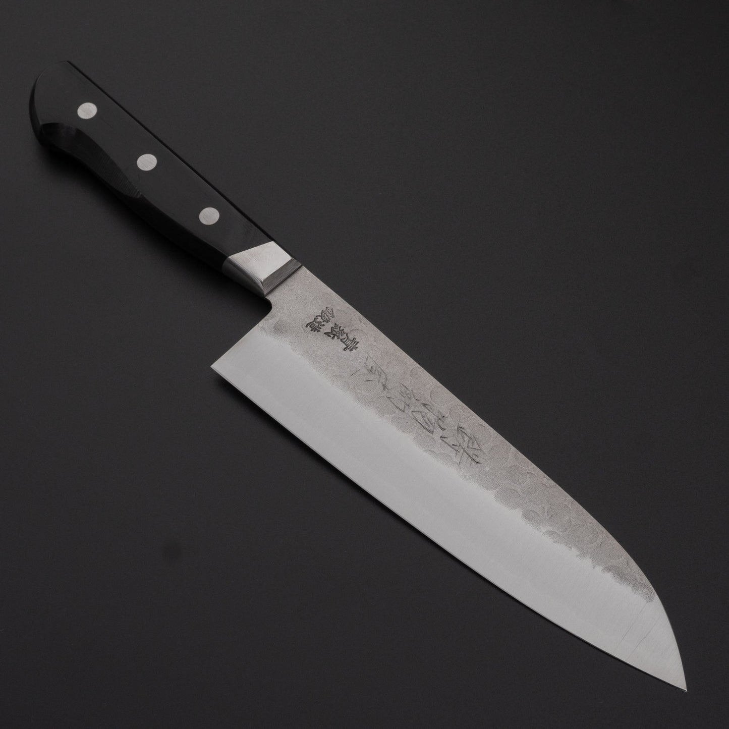 Hitohira Imojiya Kuma Blue #2 Nashiji Tsuchime Santoku 180mm Pakka Handle | HITOHIRA